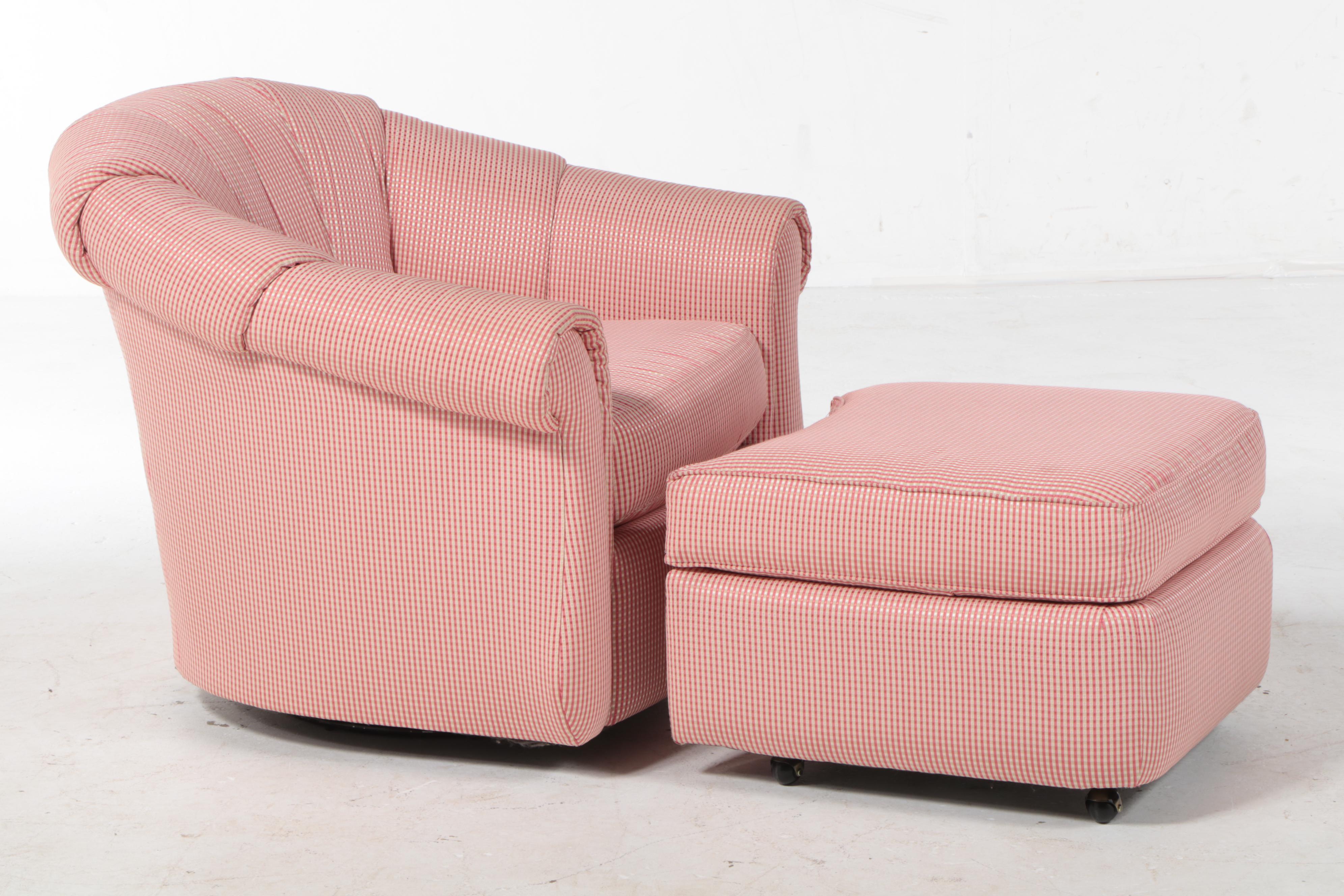 Sherrill Furniture Upholstered Swivel Armchair with Ottoman