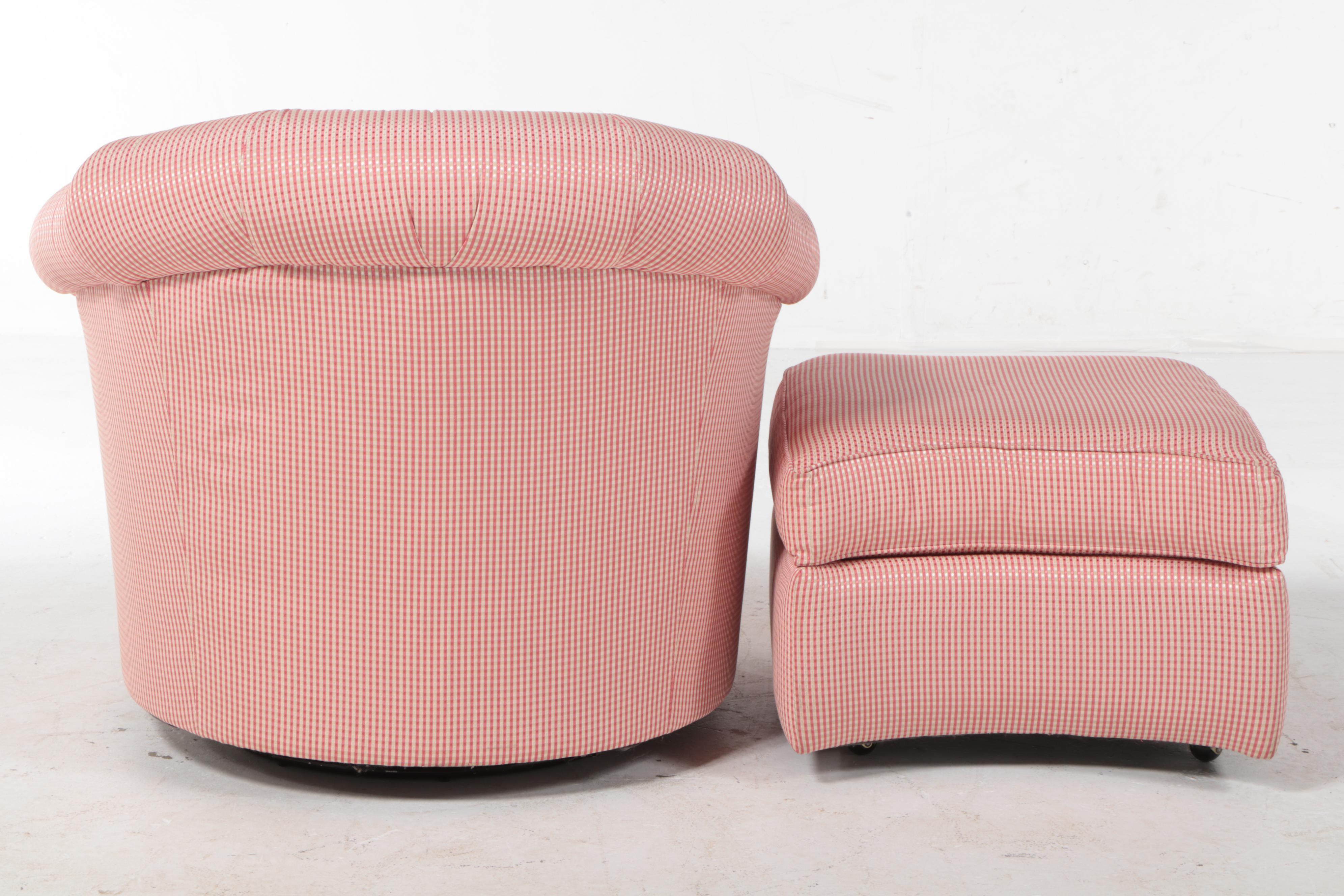 Sherrill Furniture Upholstered Swivel Armchair with Ottoman