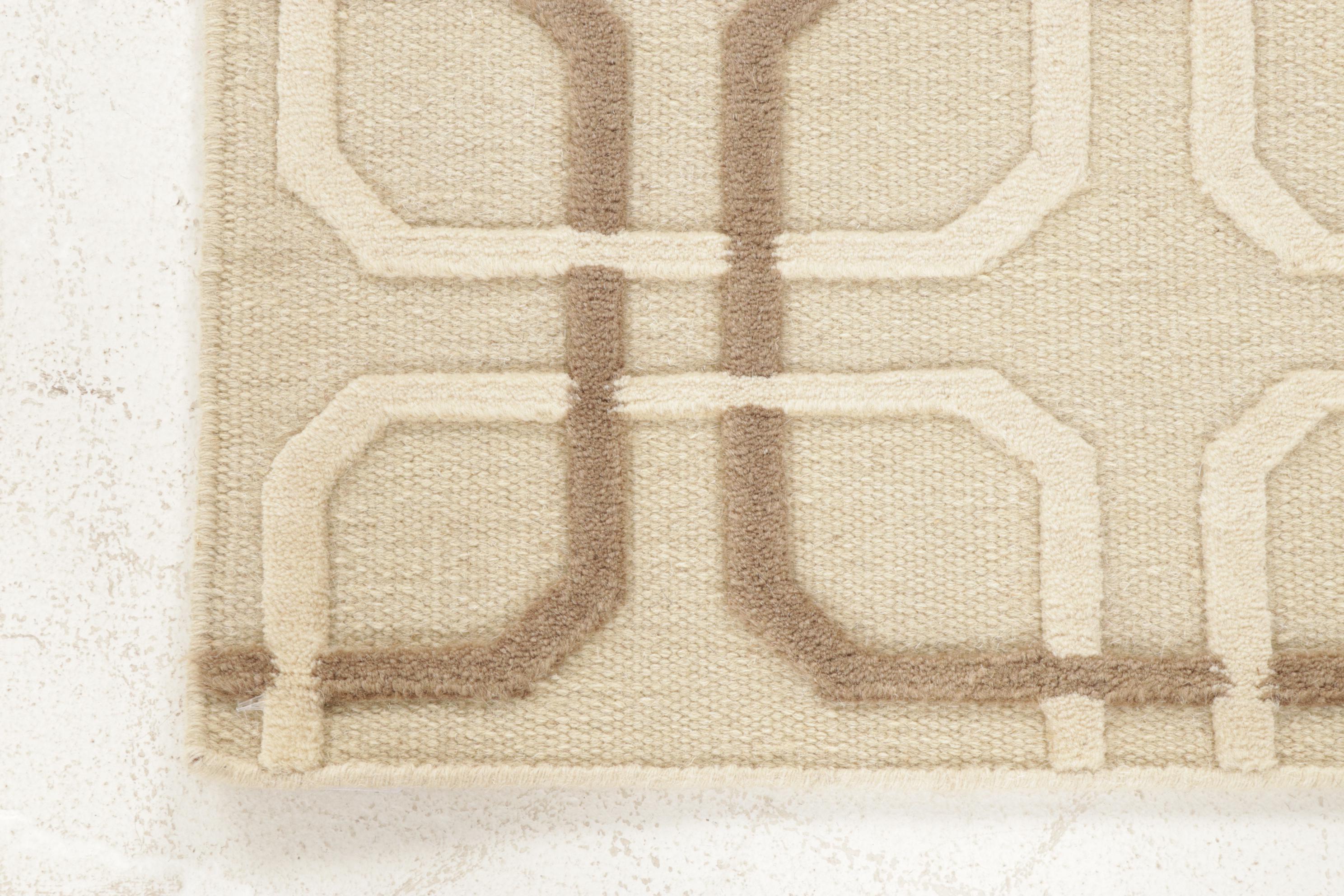 2'10 x 2'11 Hand-Knotted Indian Modern Style Rugs, 2010s