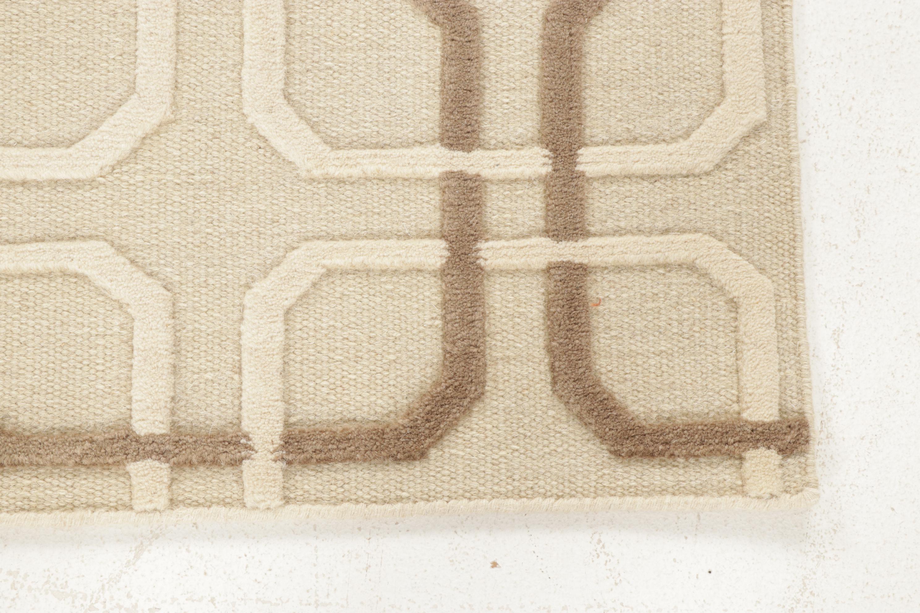 2'10 x 2'11 Hand-Knotted Indian Modern Style Rugs, 2010s