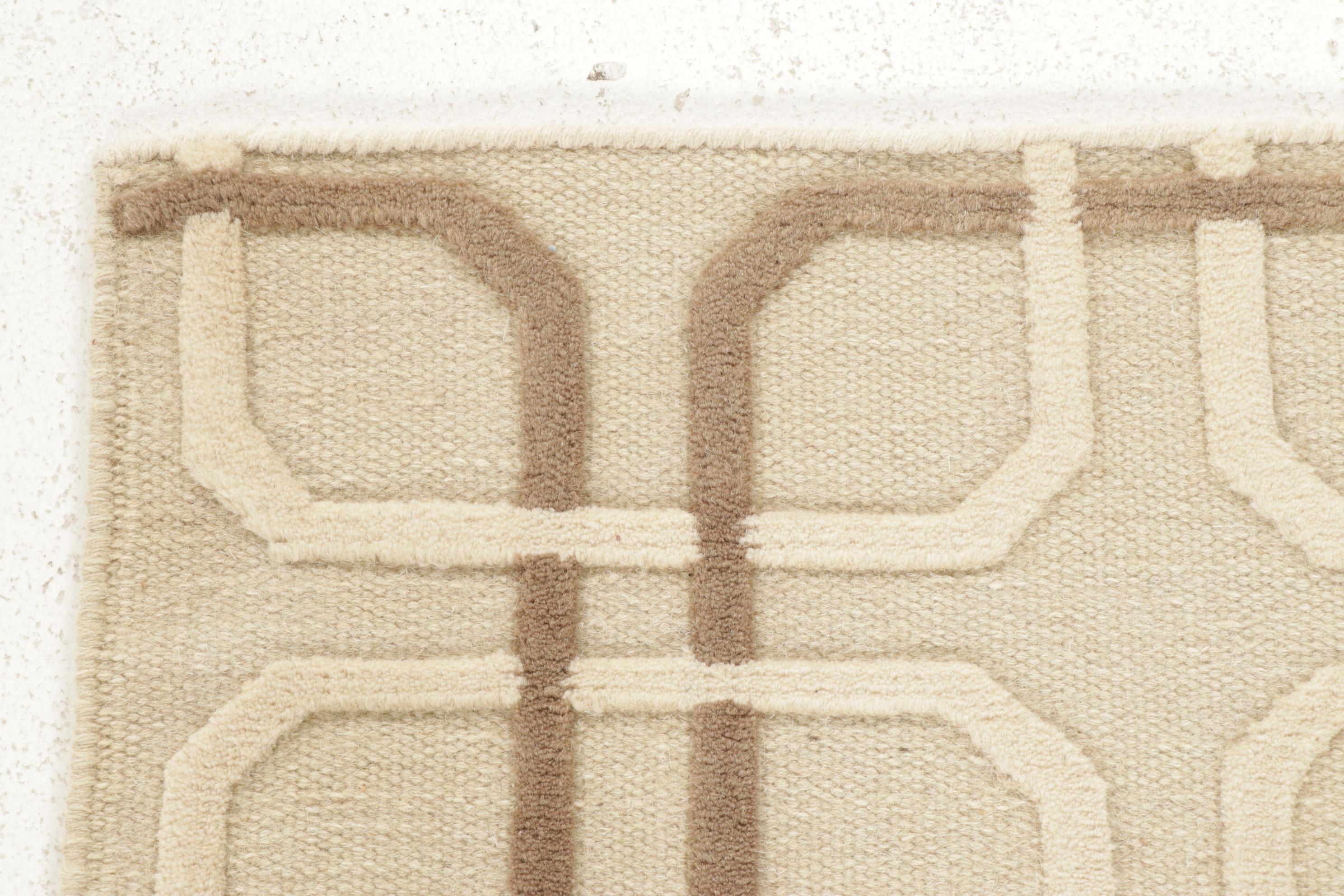 2'10 x 2'11 Hand-Knotted Indian Modern Style Rugs, 2010s