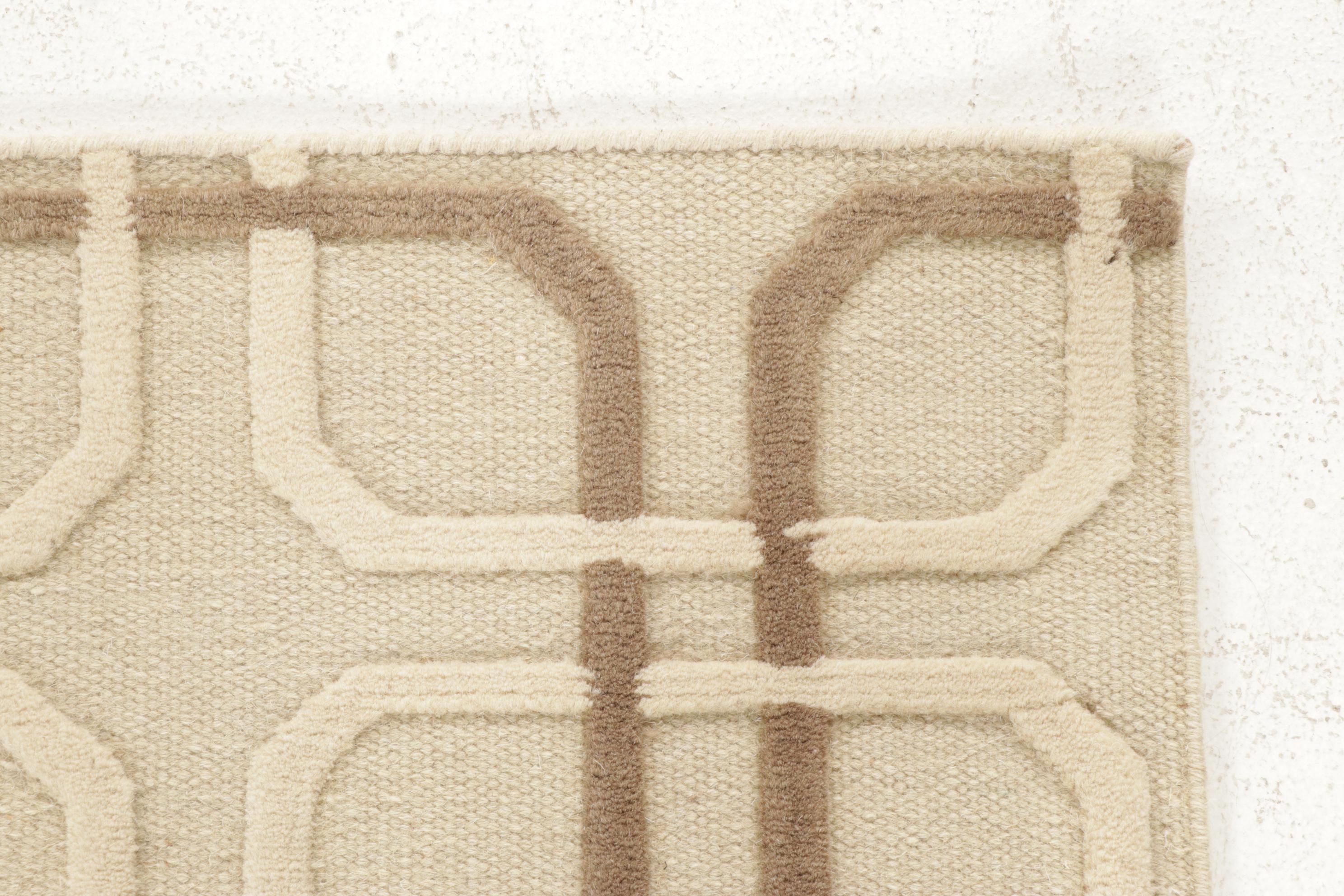 2'10 x 2'11 Hand-Knotted Indian Modern Style Rugs, 2010s