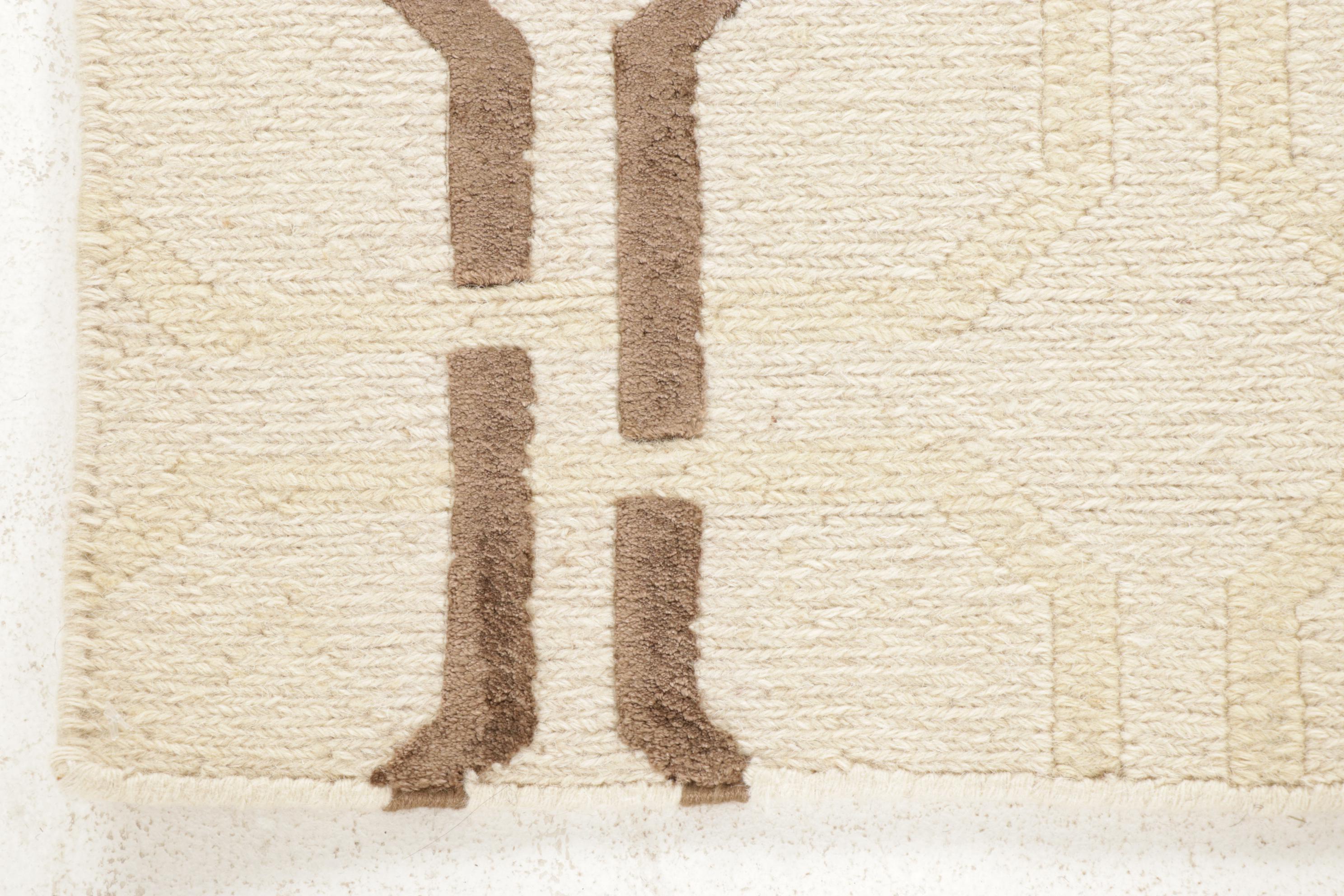 2'10 x 2'11 Hand-Knotted Indian Modern Style Rugs, 2010s