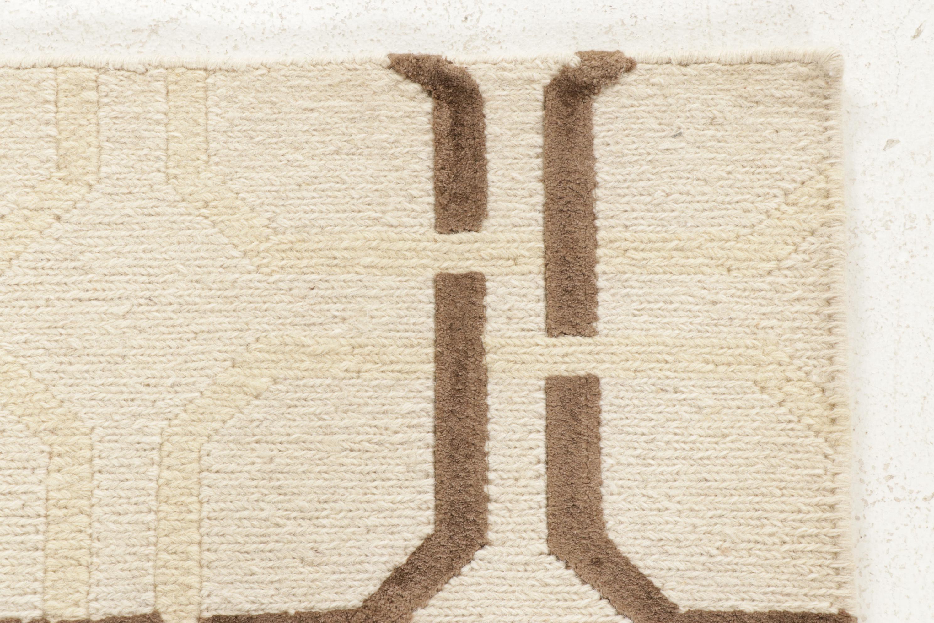 2'10 x 2'11 Hand-Knotted Indian Modern Style Rugs, 2010s