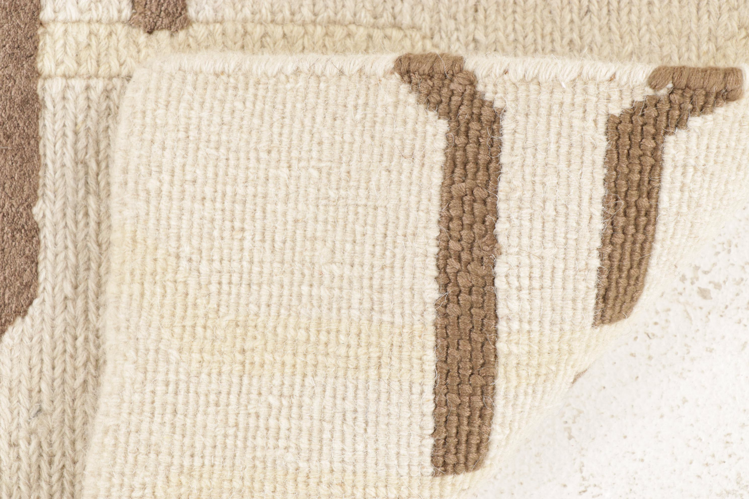 2'10 x 2'11 Hand-Knotted Indian Modern Style Rugs, 2010s