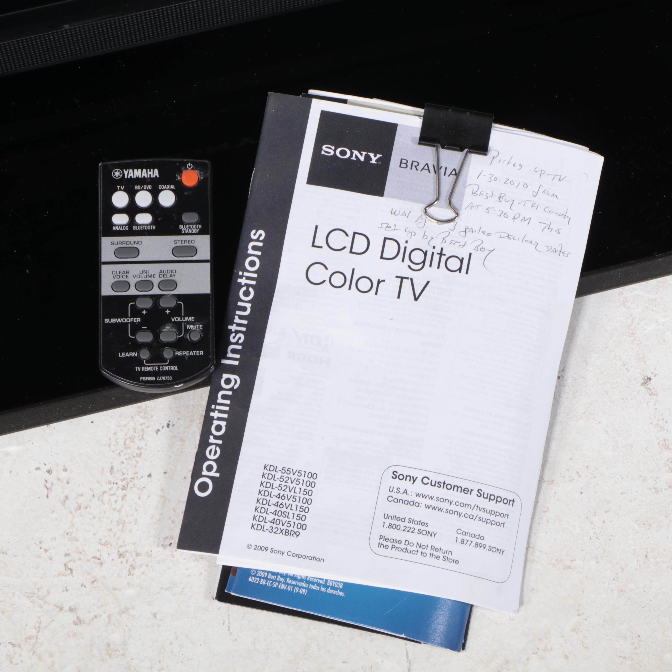 Sony Bravia 55" KDL-55V5100 1080p LCD Television, 2009