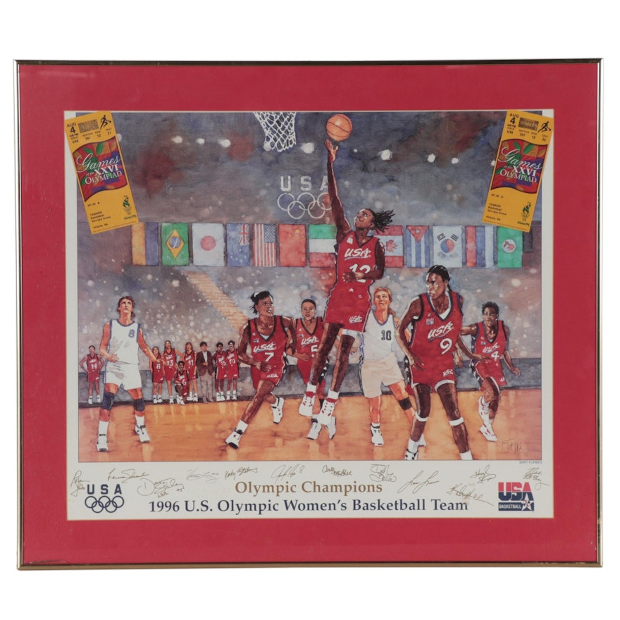 Offset Lithograph After Bart Forbes 1996 U.S. Olympics Women's Basketball Team