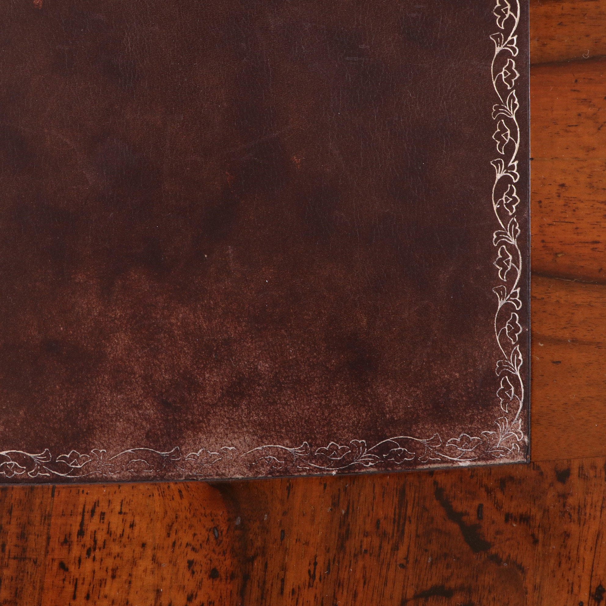 Francesco Molon Walnut and Burl Oval Partners Desk with Embossed Leather Top