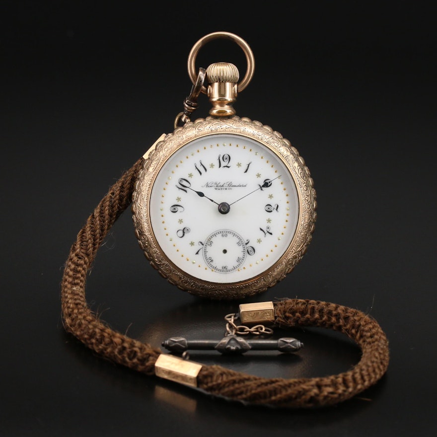 1892 New York Standard Pocket Watch with Victorian Fob