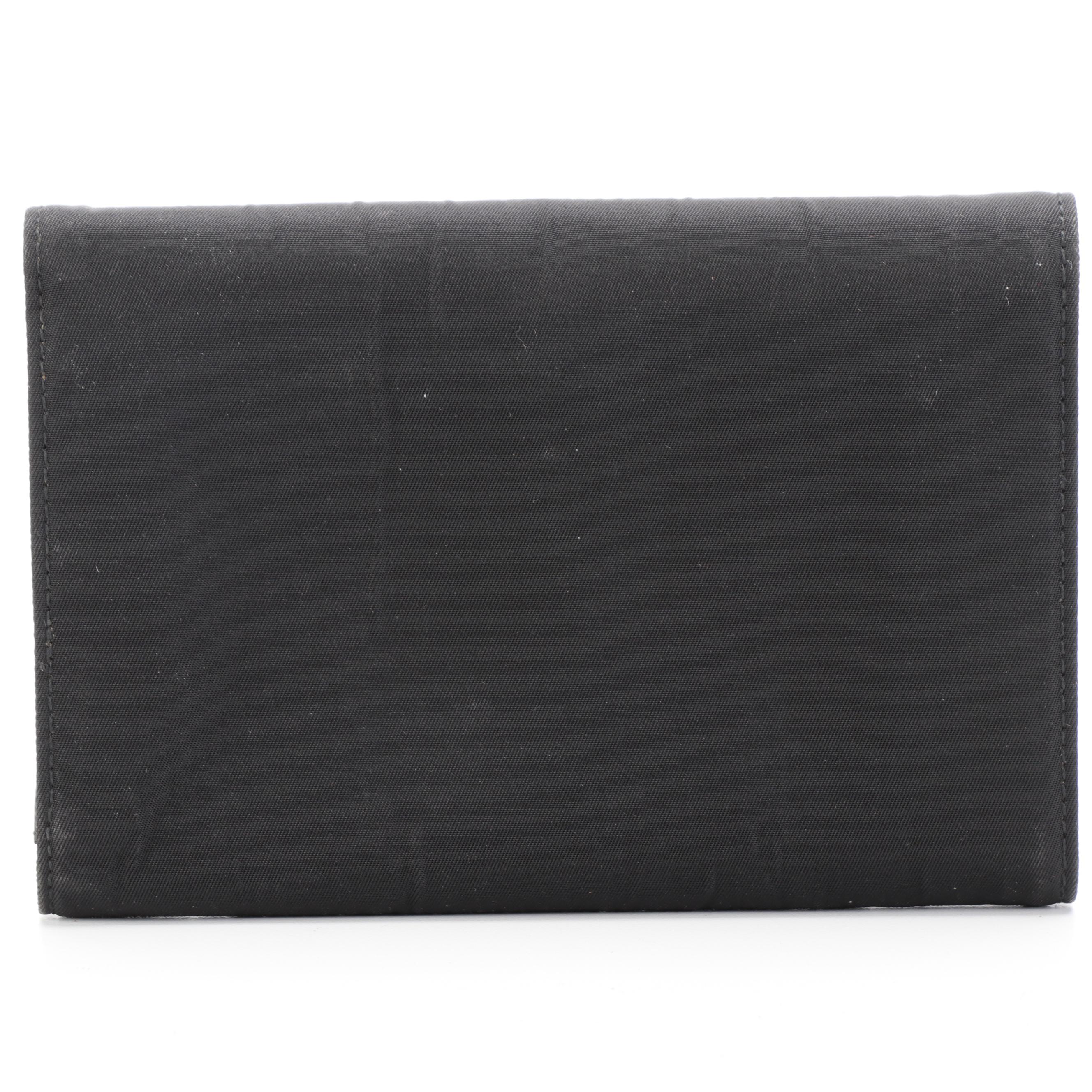 Prada Black Nylon Trifold Continental Wallet