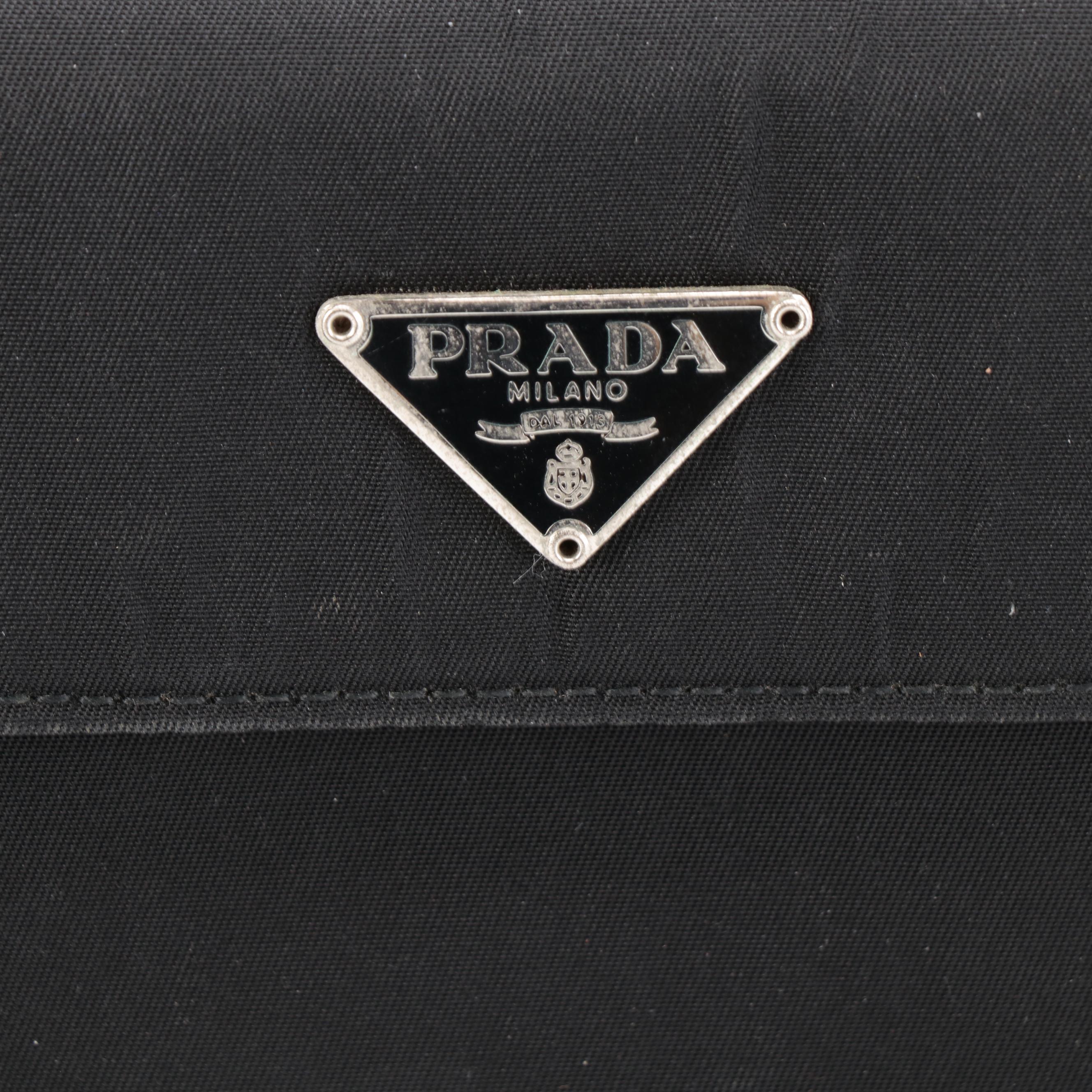 Prada Black Nylon Trifold Continental Wallet