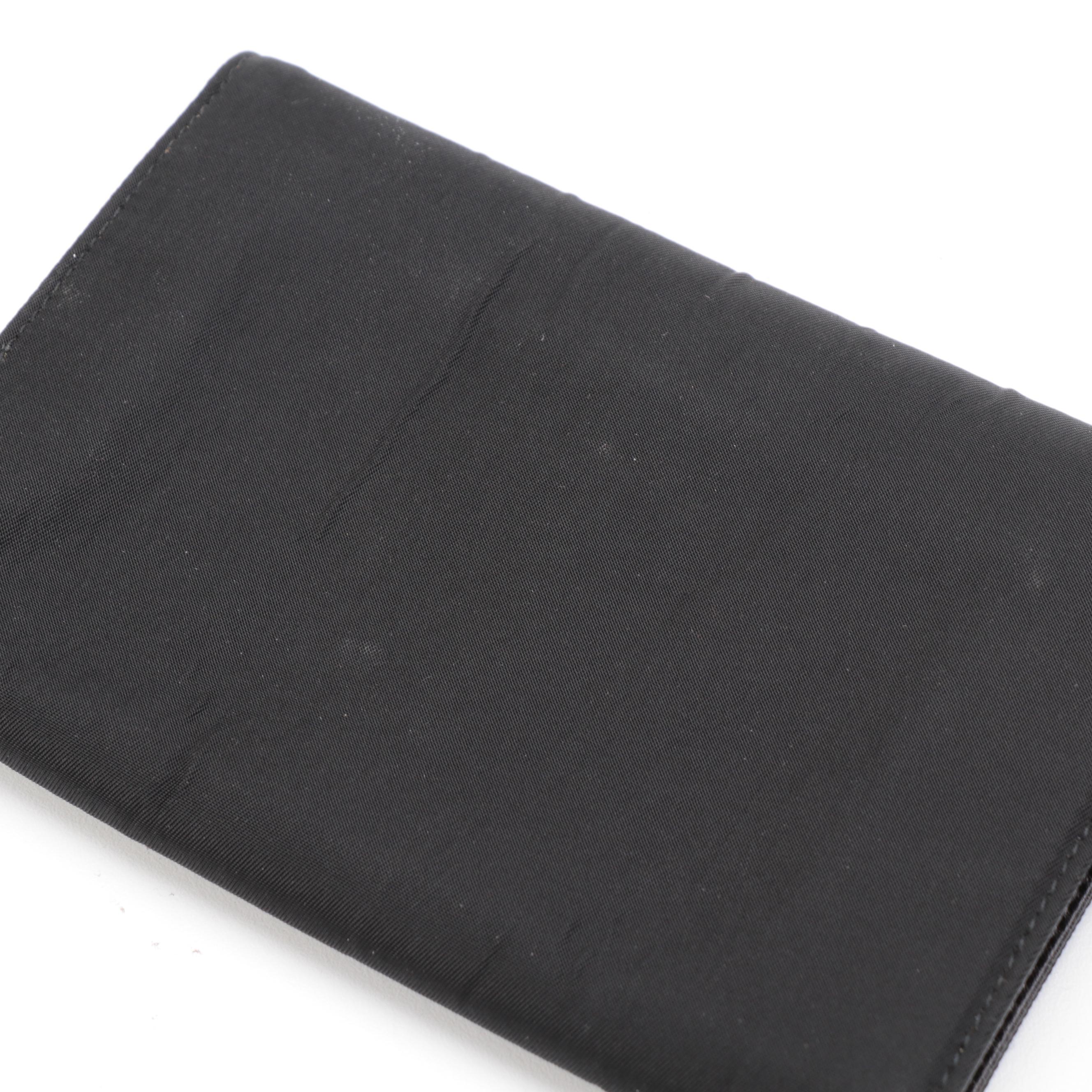 Prada Black Nylon Trifold Continental Wallet