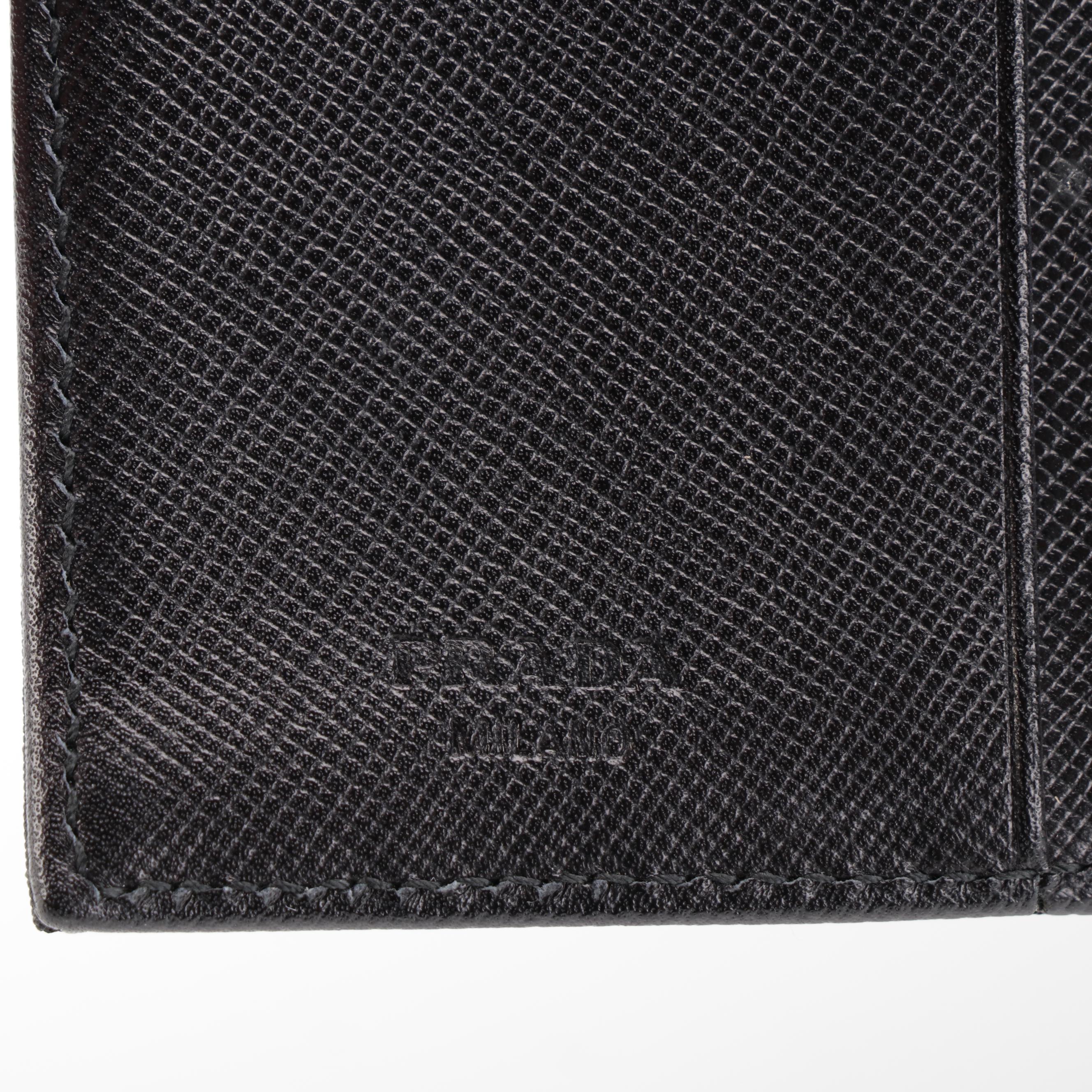 Prada Black Nylon Trifold Continental Wallet