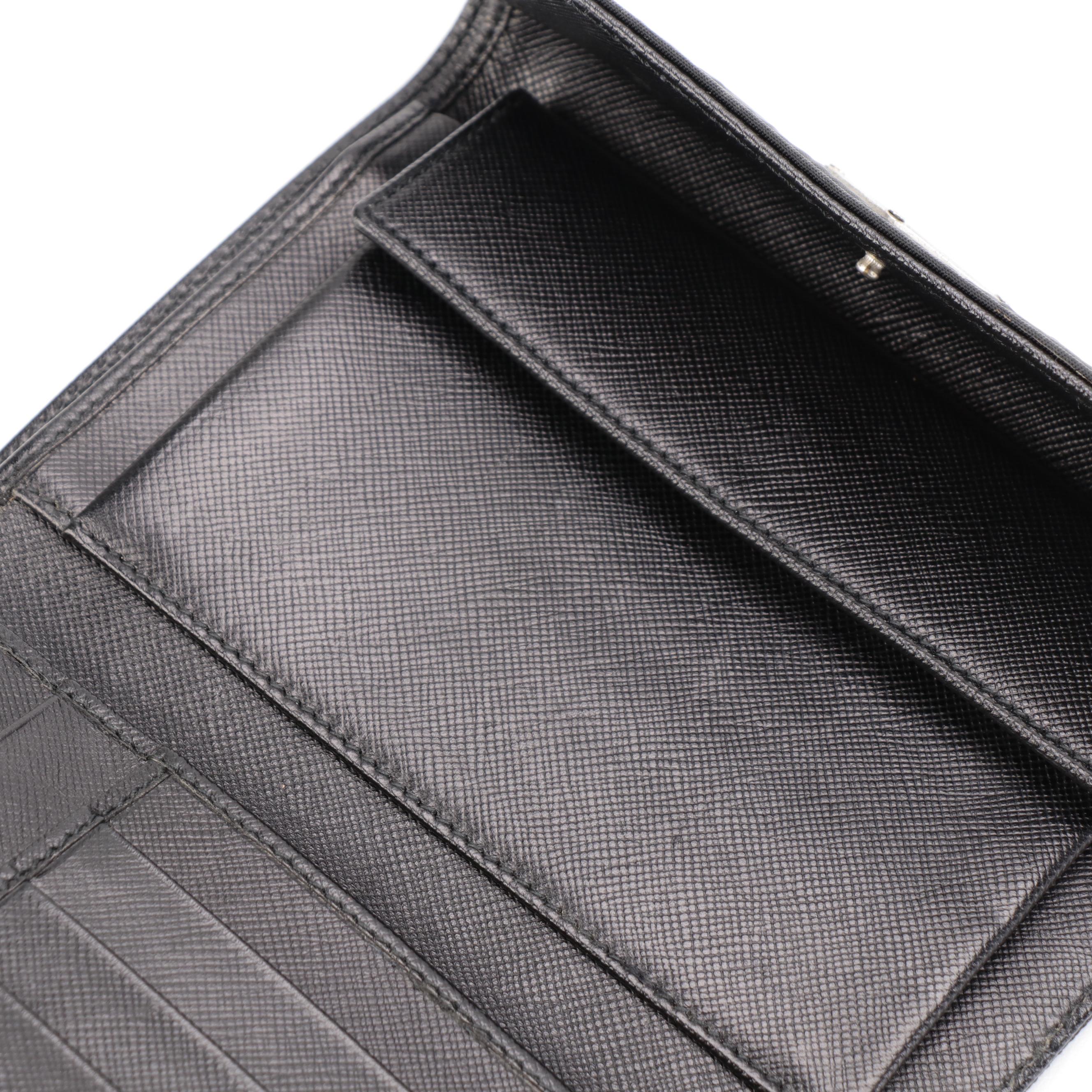 Prada Black Nylon Trifold Continental Wallet
