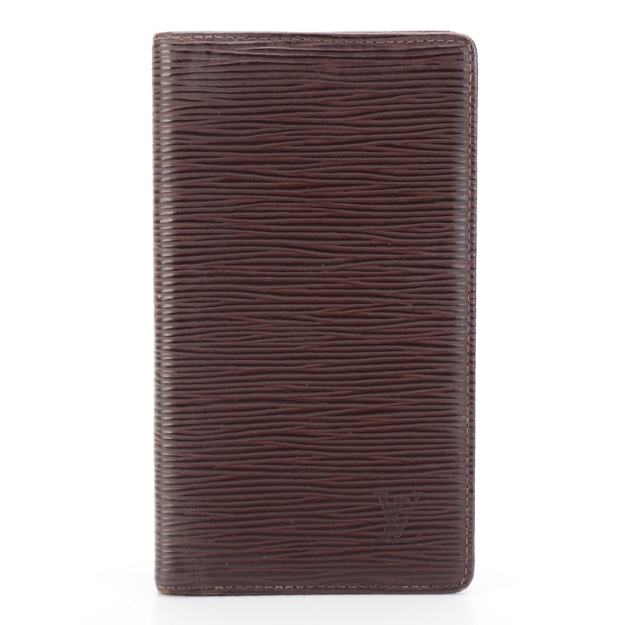 Louis Vuitton Checkbook Cover and Card Case in Moka Epi Leather