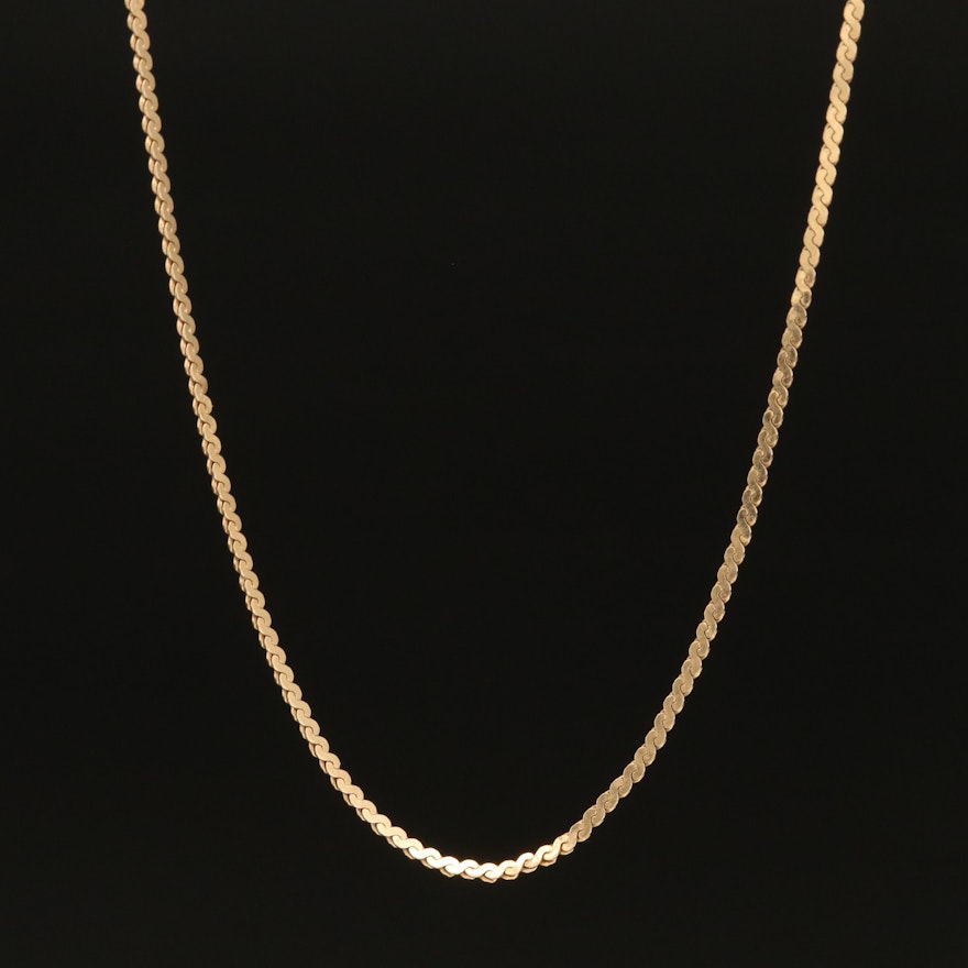 14K Serpentine Chain Necklace