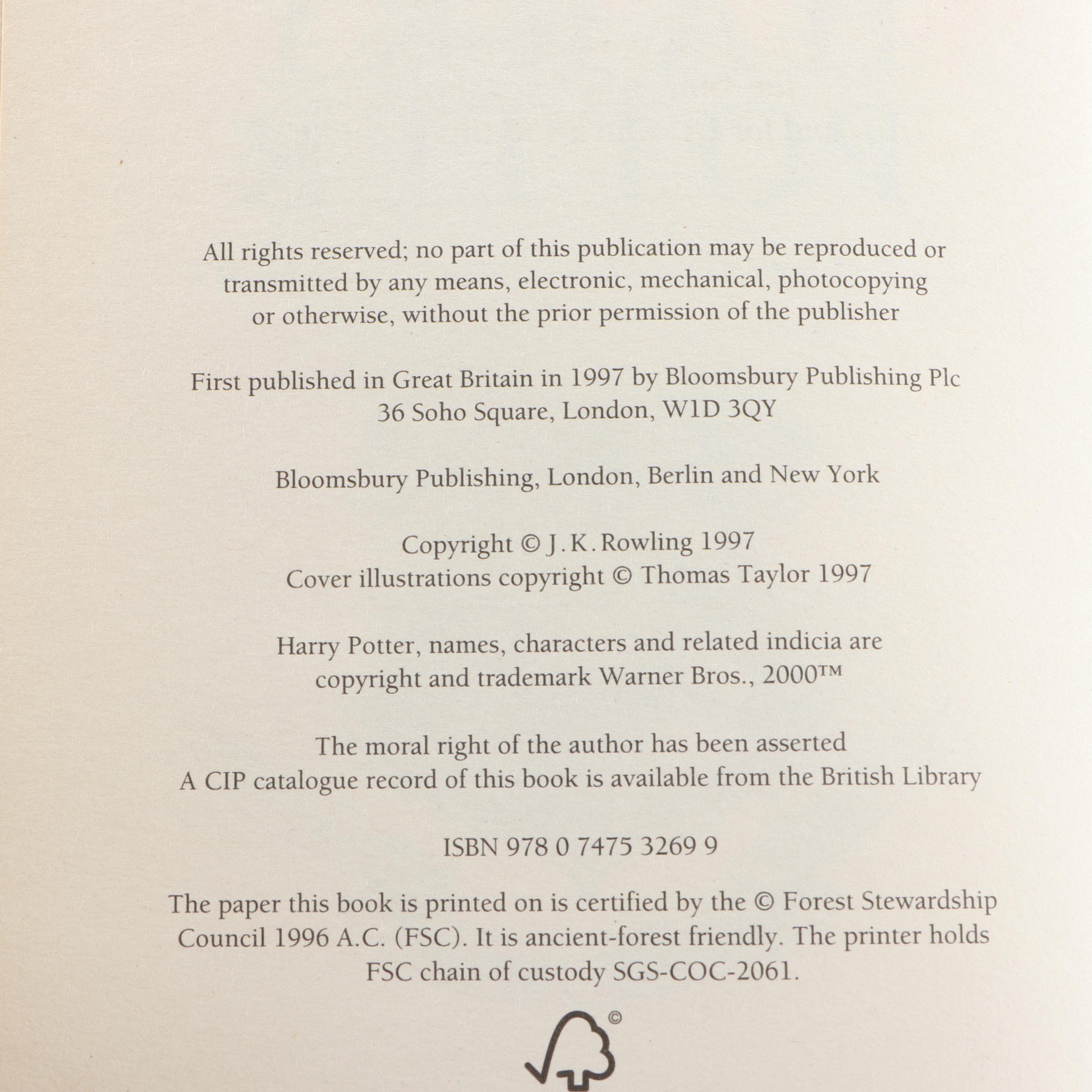 Complete UK "Harry Potter" Series by J. K. Rowling Including First UK Editions