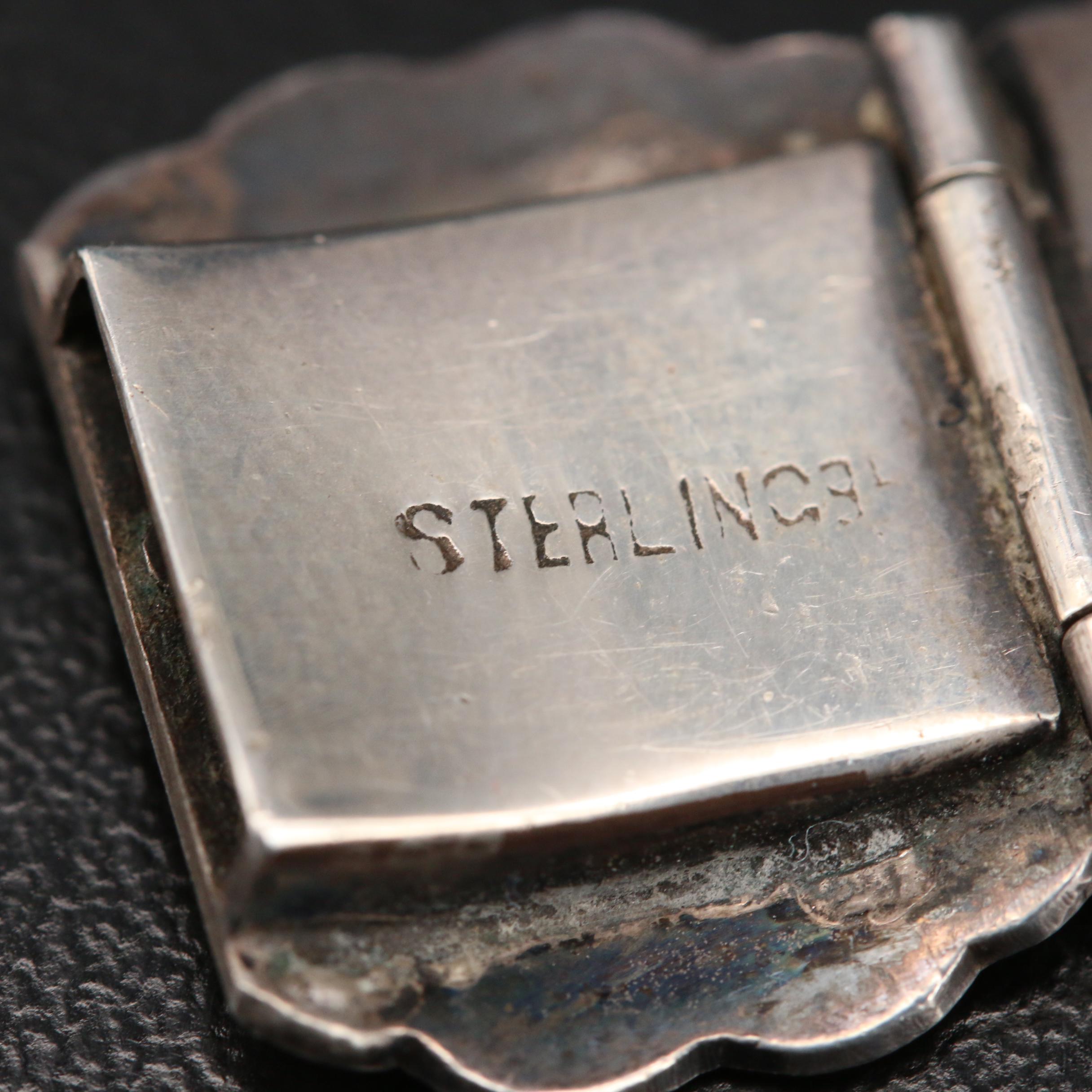 Vintage Sterling Niello Panel Bracelet