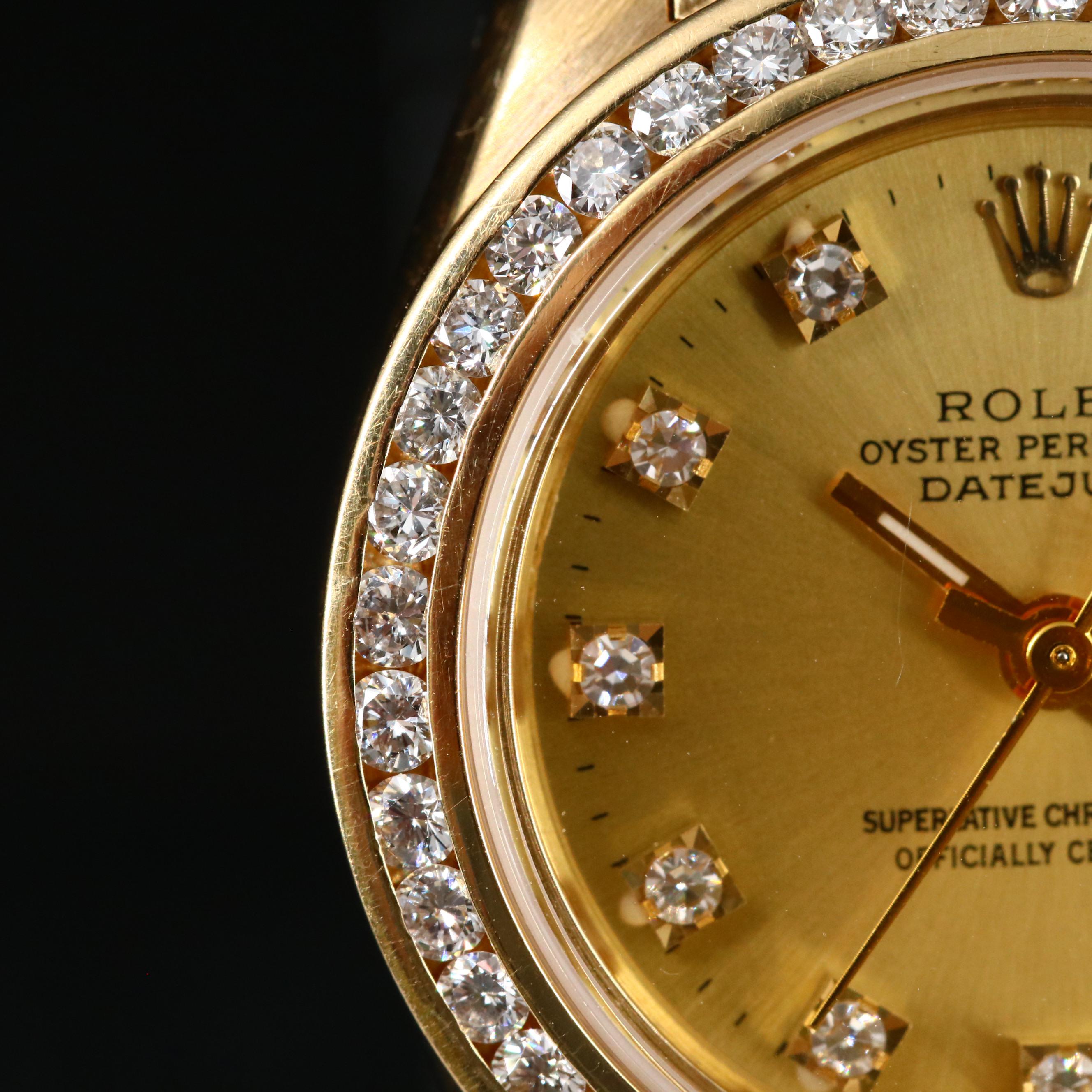 1990 Rolex Datejust President 18K Gold and 1.20 CTW Diamond Watch
