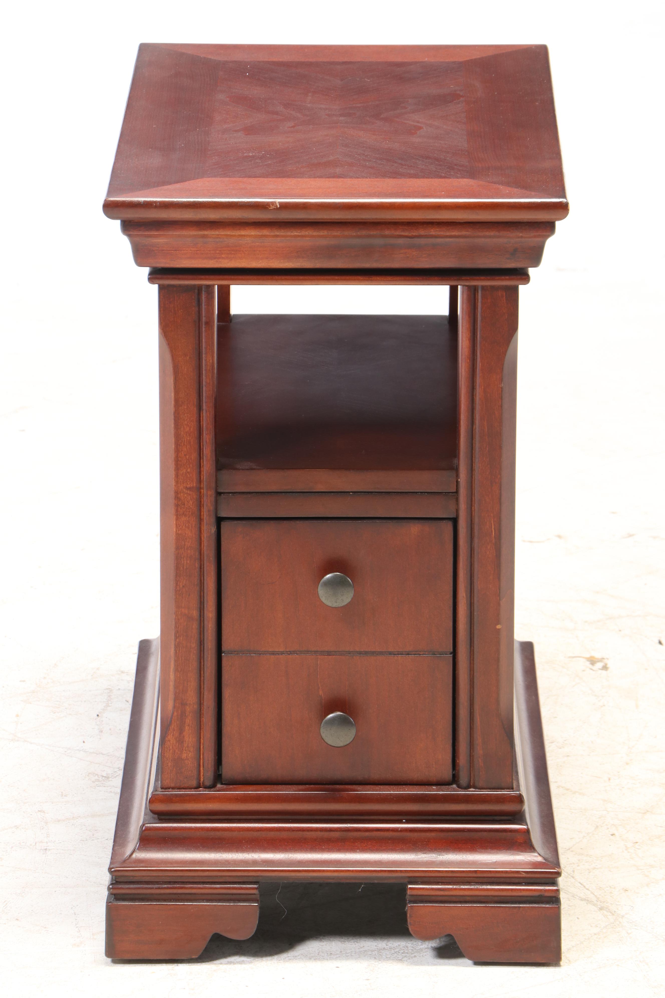 Contemporary Cherrywood Two-Tier Side Table