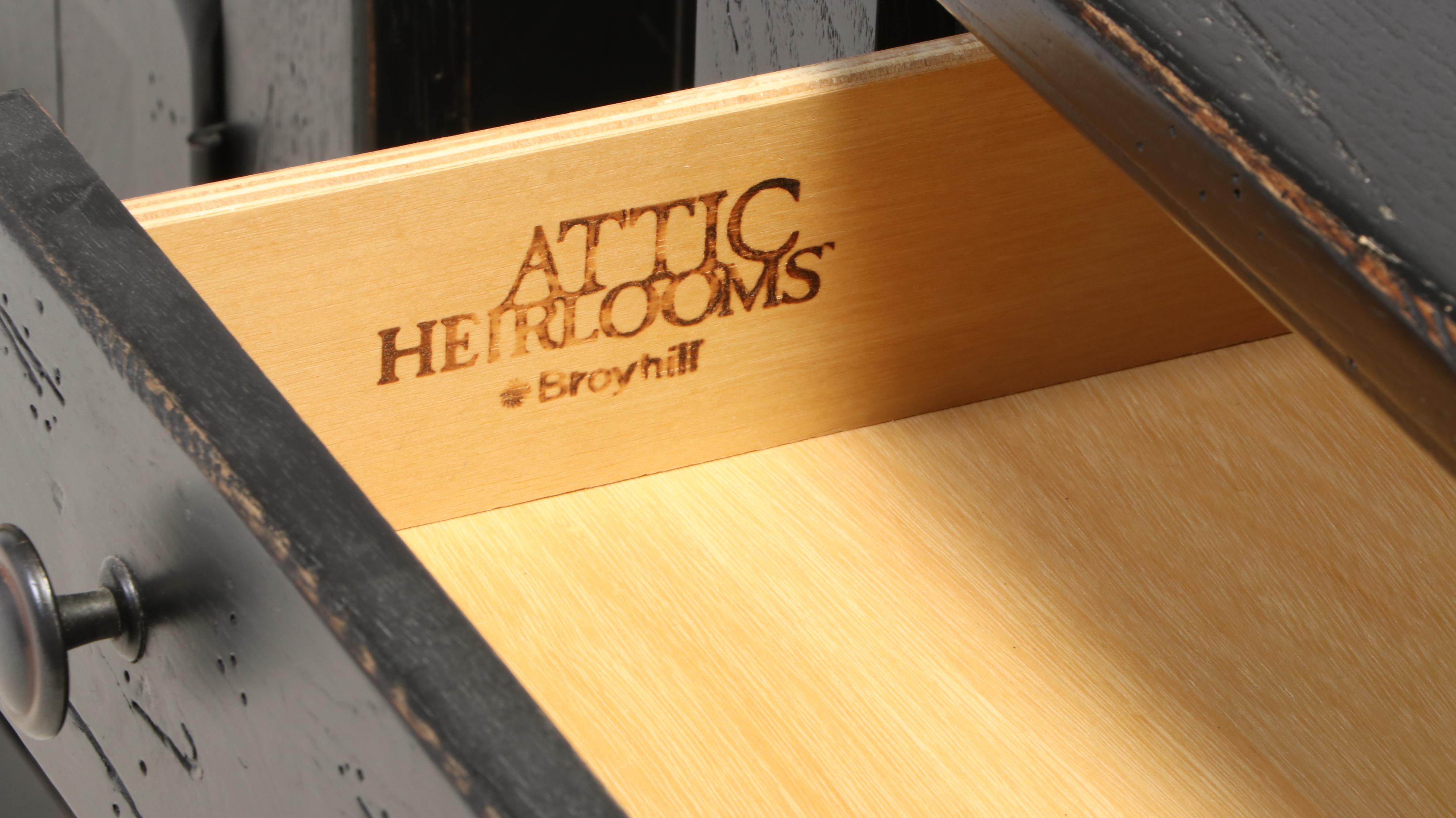 Pair of Broyhill "Attic Heirlooms" Ebonized Oak Nightstands