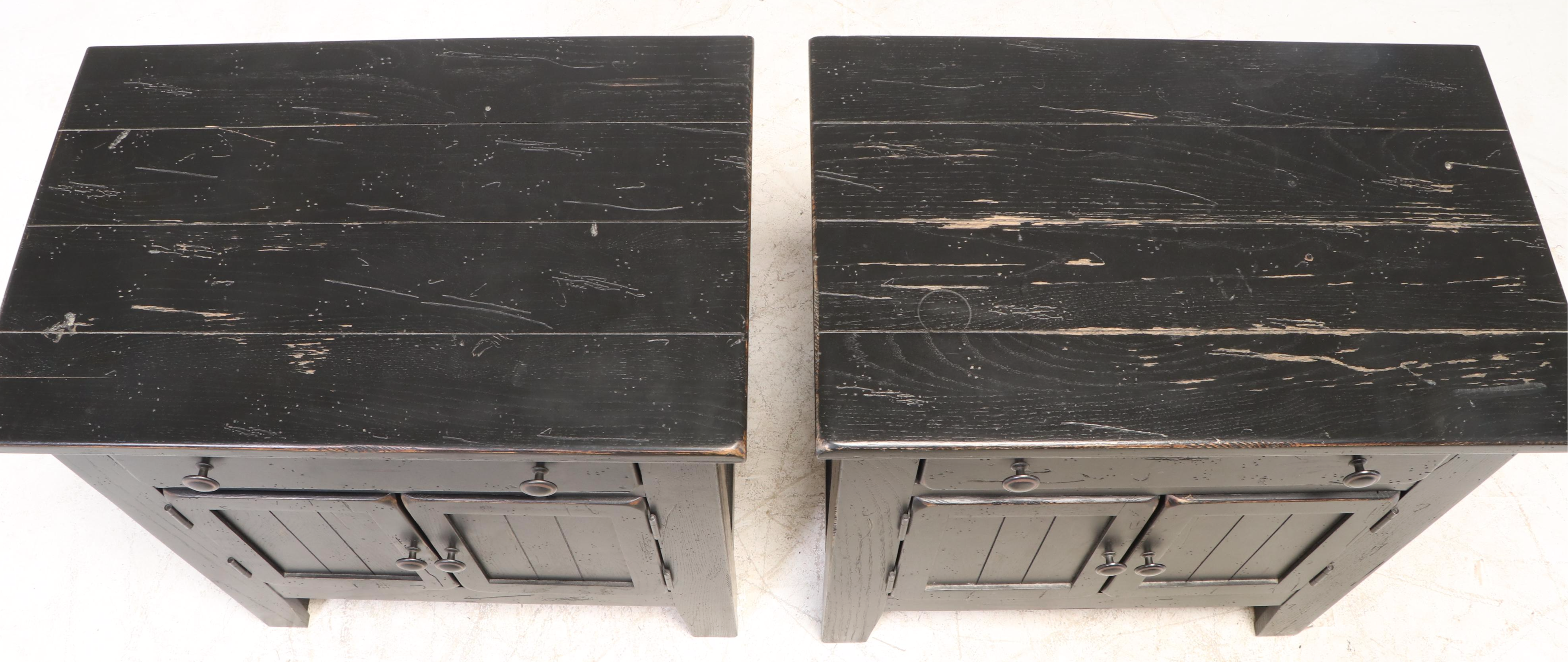 Pair of Broyhill "Attic Heirlooms" Ebonized Oak Nightstands