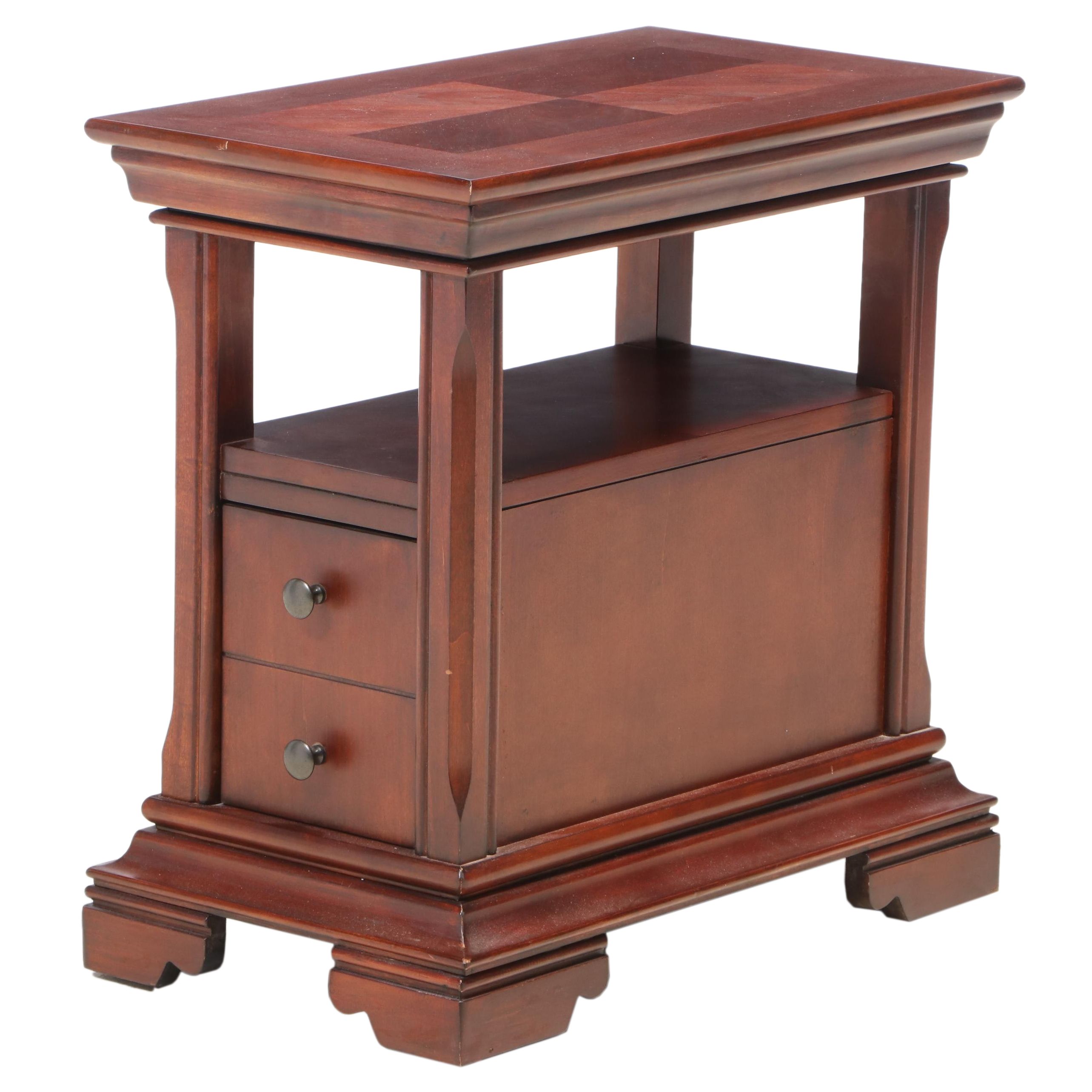 Contemporary Cherrywood Two-Tier Side Table