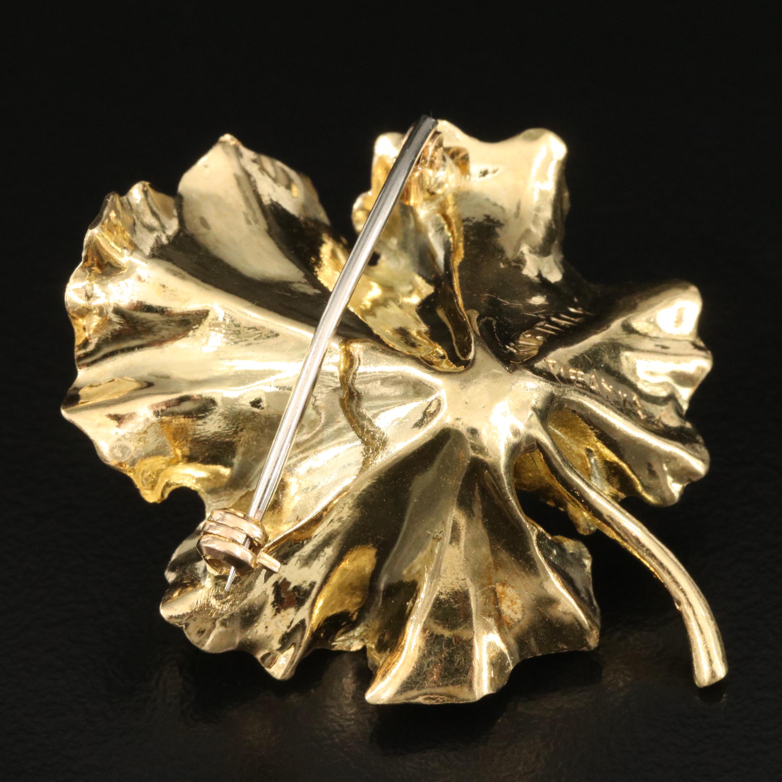 Vintage Tiffany & Co. 18K Geranium Leaf Brooch
