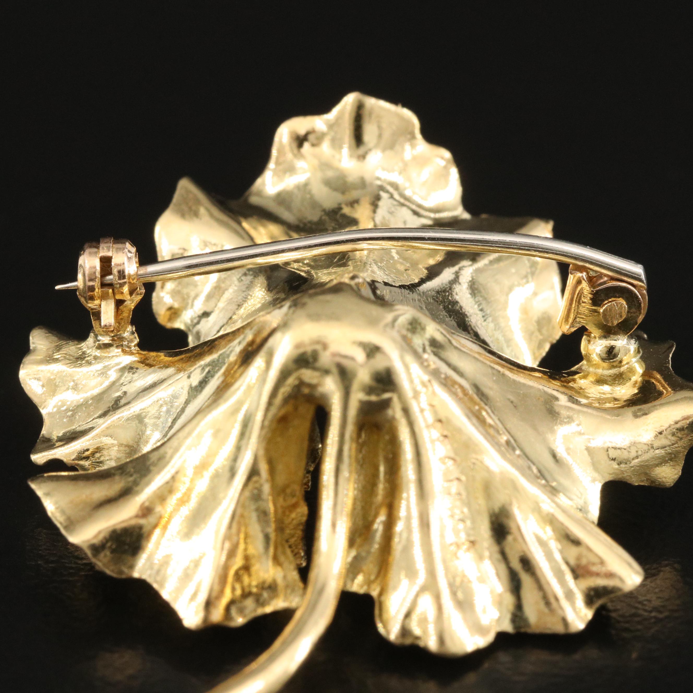 Vintage Tiffany & Co. 18K Geranium Leaf Brooch