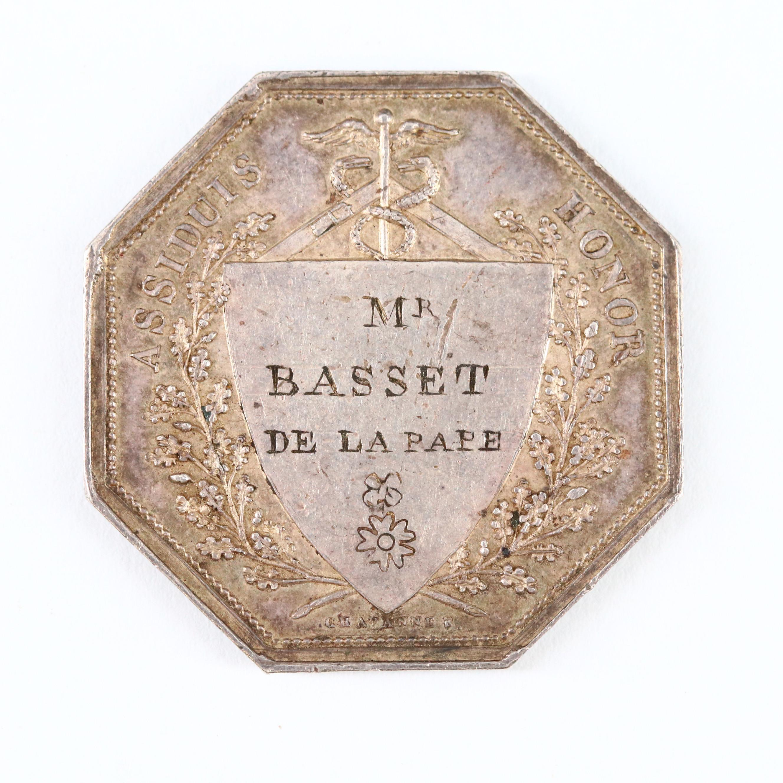 1826 Lyon (France) Municipal Council Octagonal Silver Medal