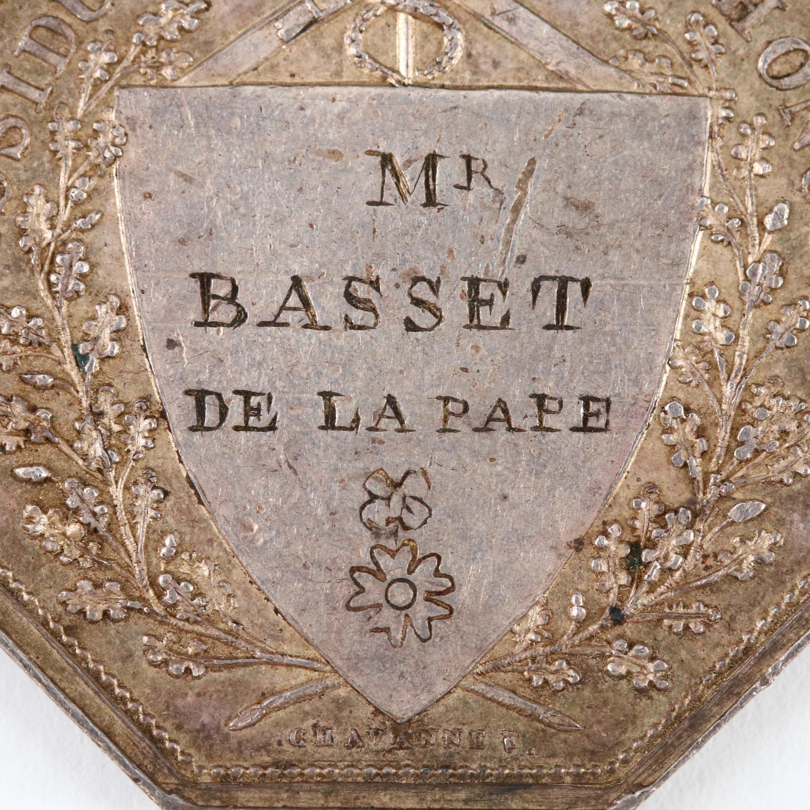 1826 Lyon (France) Municipal Council Octagonal Silver Medal