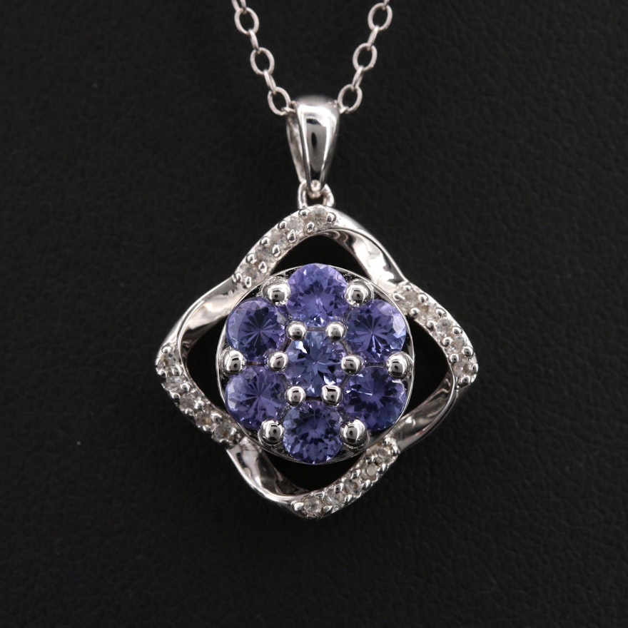 Sterling Tanzanite and Topaz Pendant Necklace