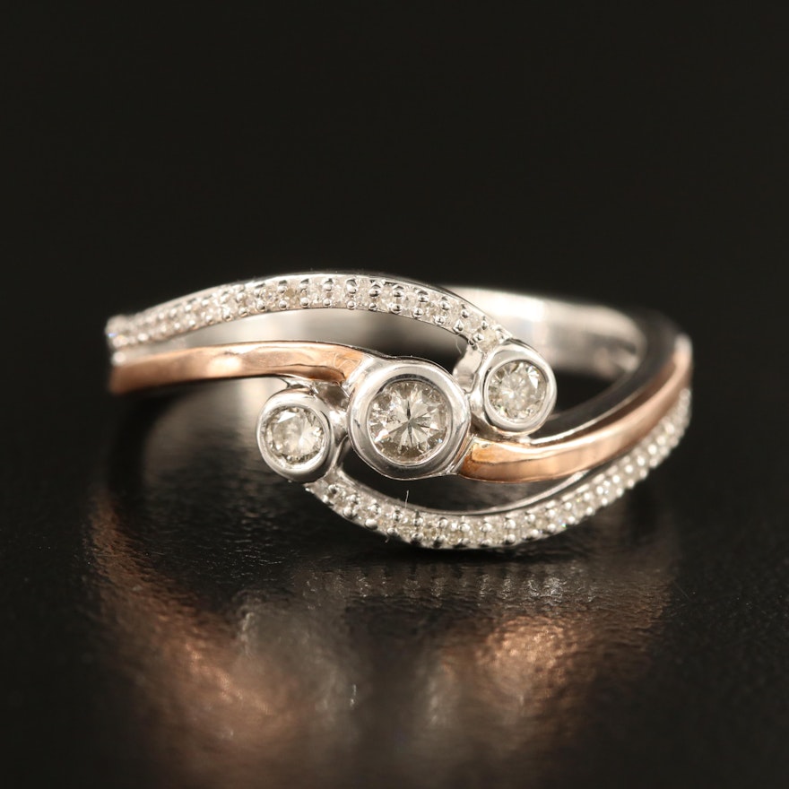 Sterling Diamond Ring with 10K Accents