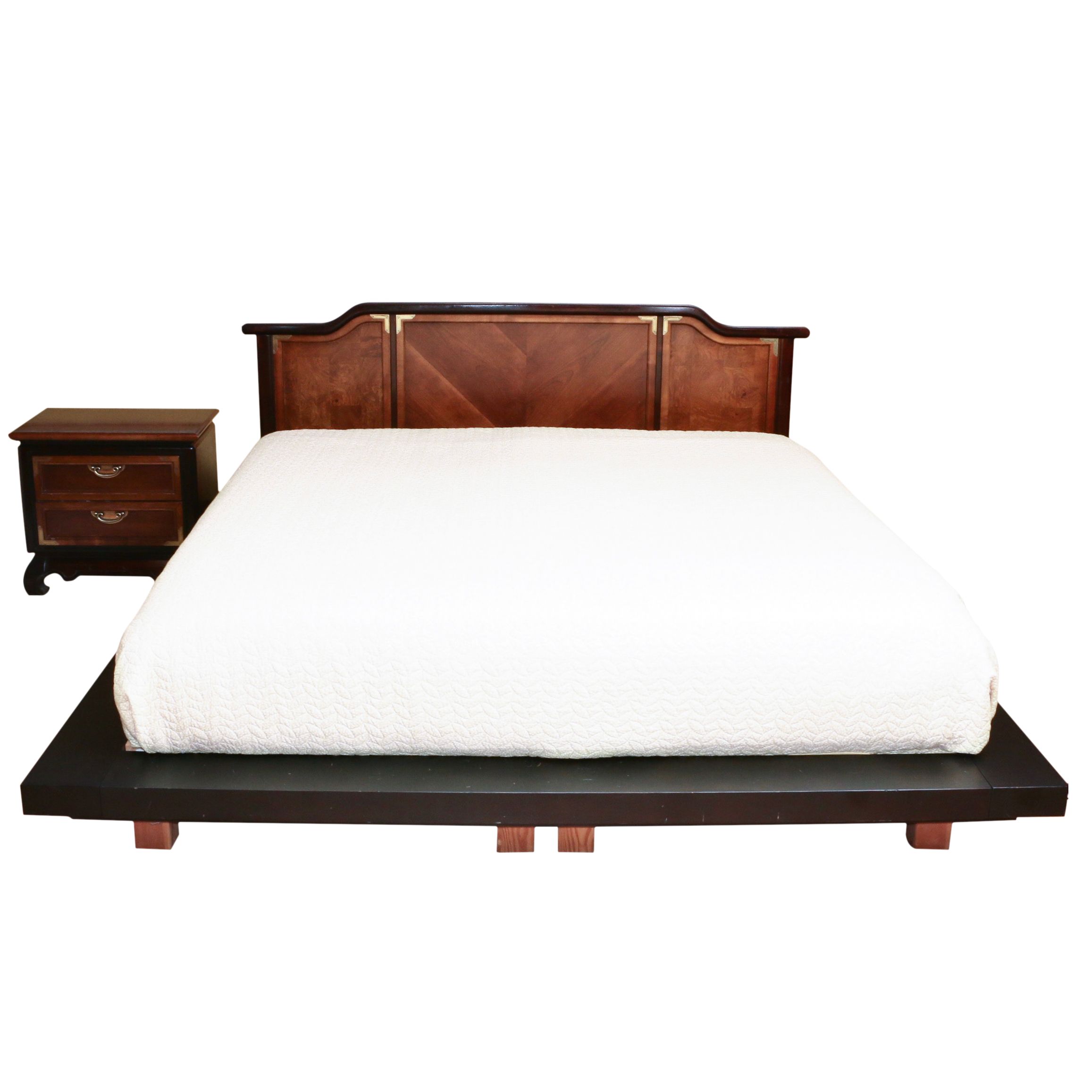 Broyhill Premier "Ming Dynasty" King Headboard with Platform and Nightstand