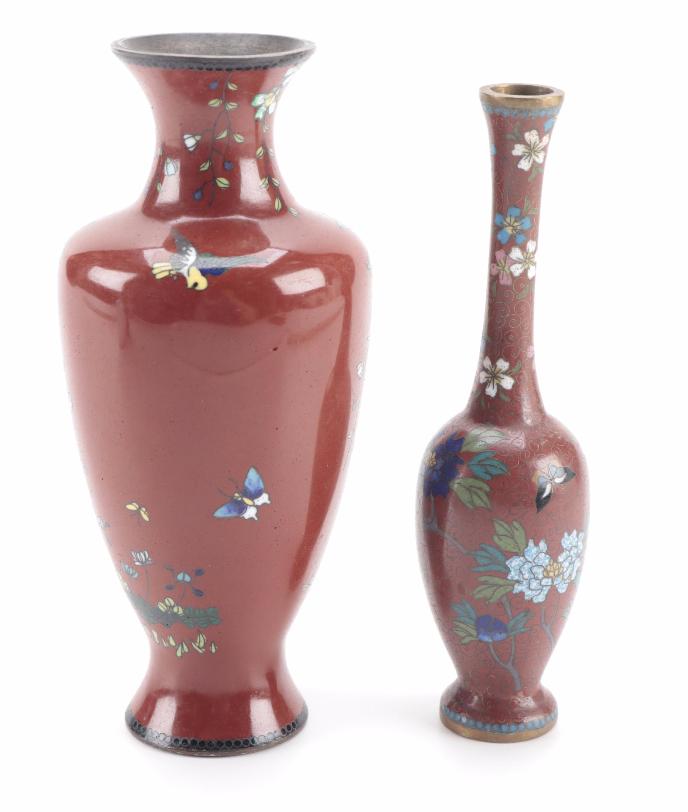 Chinese and Japanese Cloisonné Enamel Bud Vases