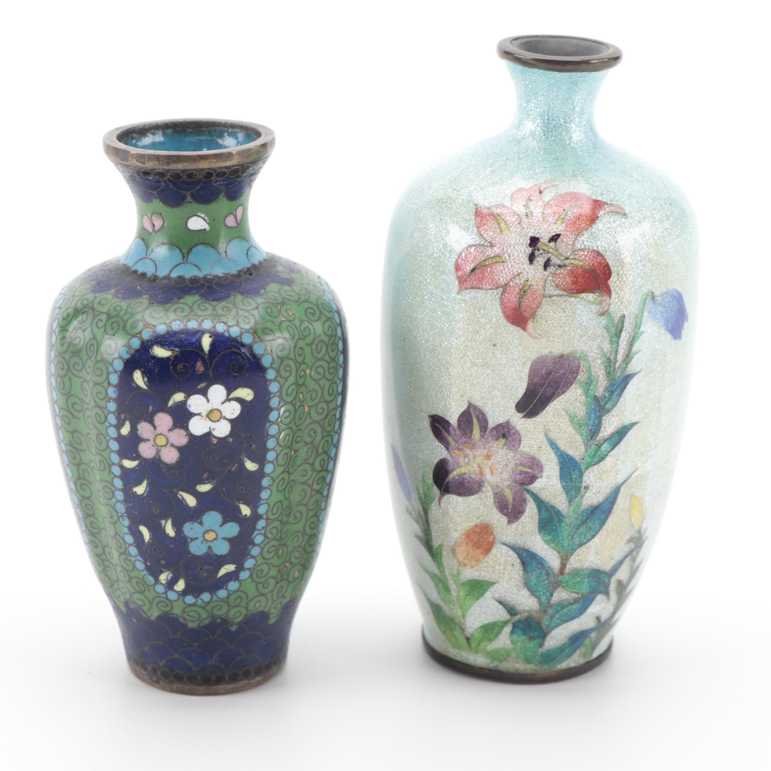 Chinese and Japanese Cloisonné Enamel Bud Vases