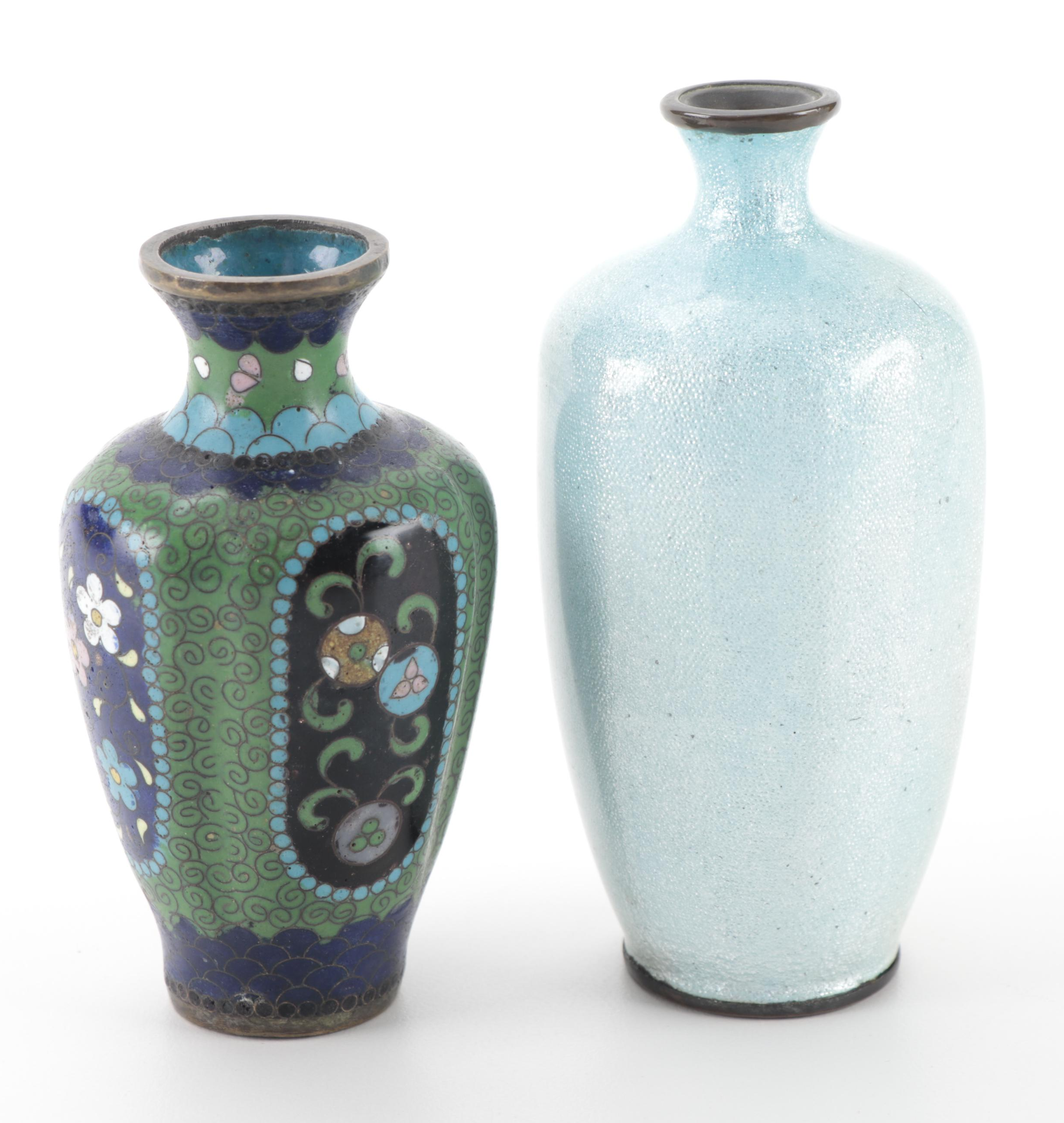 Chinese and Japanese Cloisonné Enamel Bud Vases