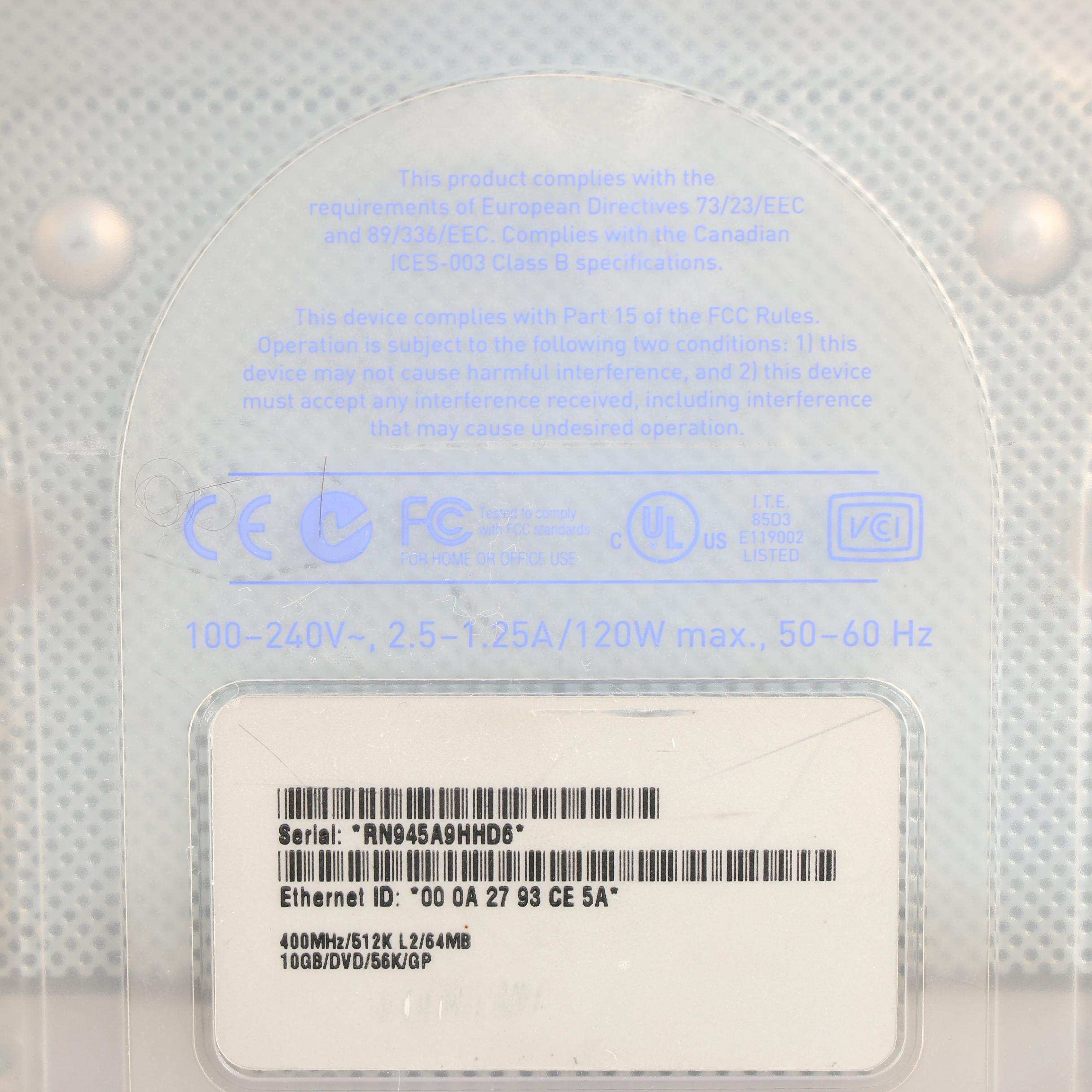 Apple iMac G3 400 DV Slot Loading Grape Desktop Computer, 1999