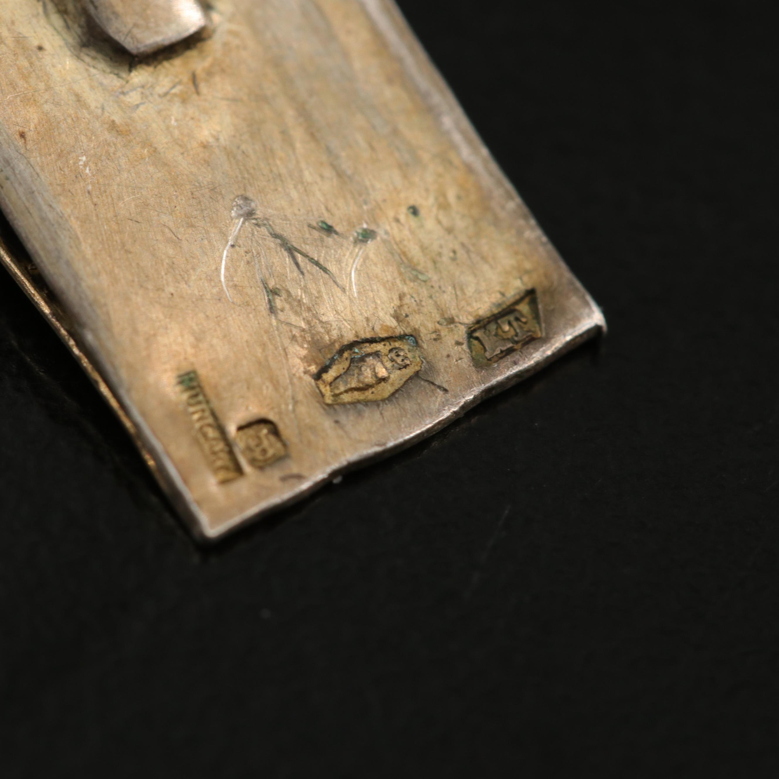 Vintage Hungarian 850 Silver Floral Link Bracelet with Glass and Faux Pearl