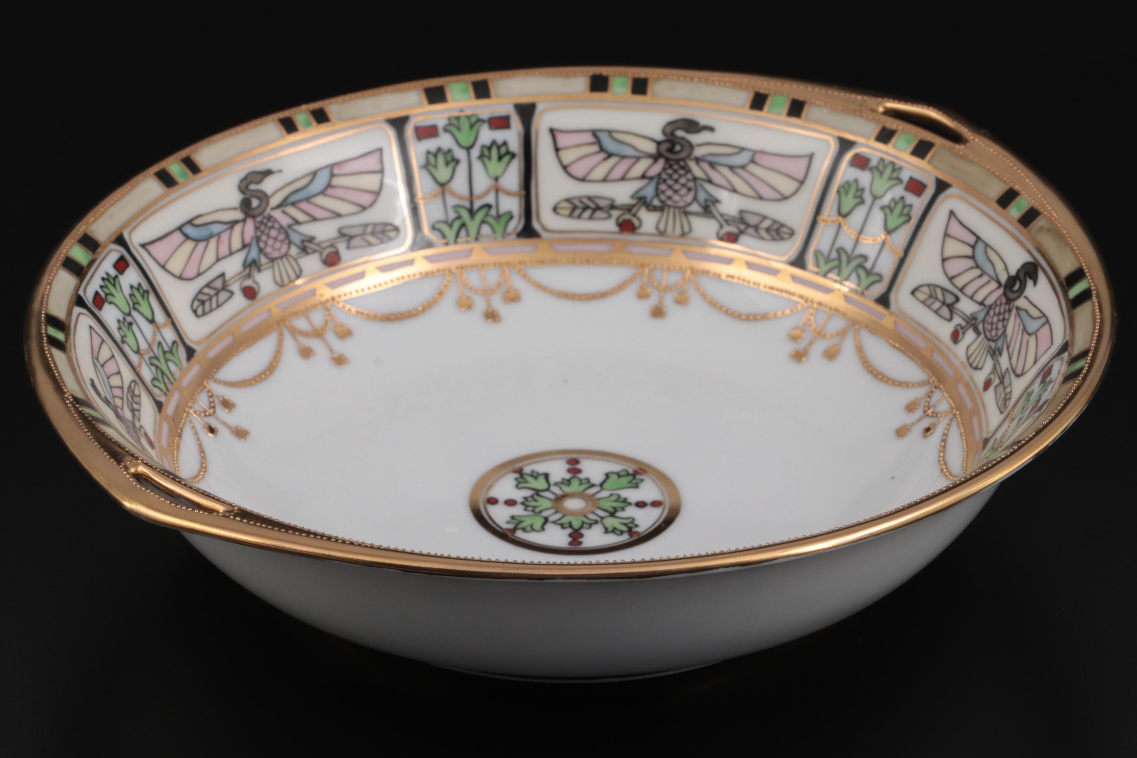 Noritake Egyptian Revival Porcelain Fruit Set, Early 20th Century