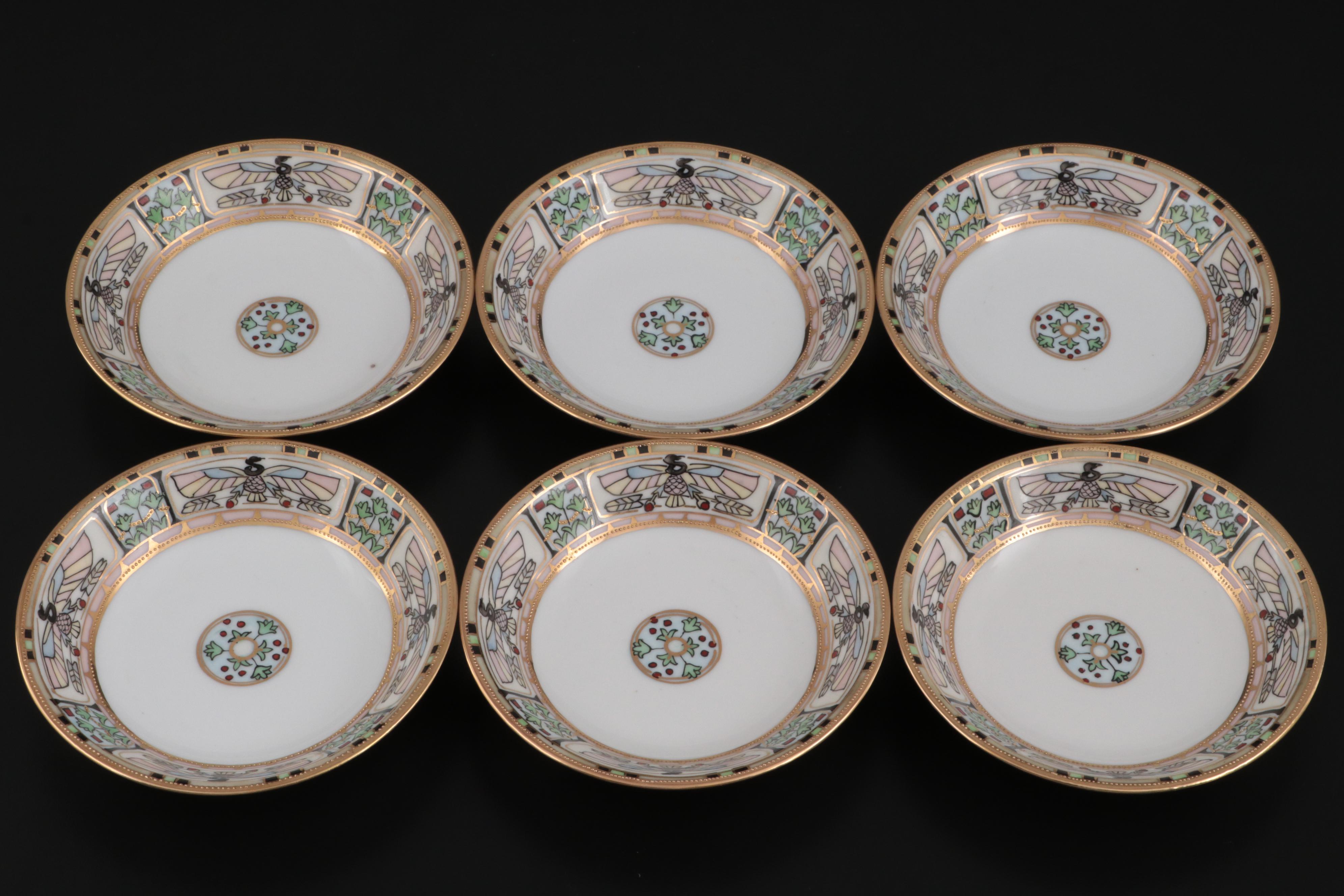 Noritake Egyptian Revival Porcelain Fruit Set, Early 20th Century