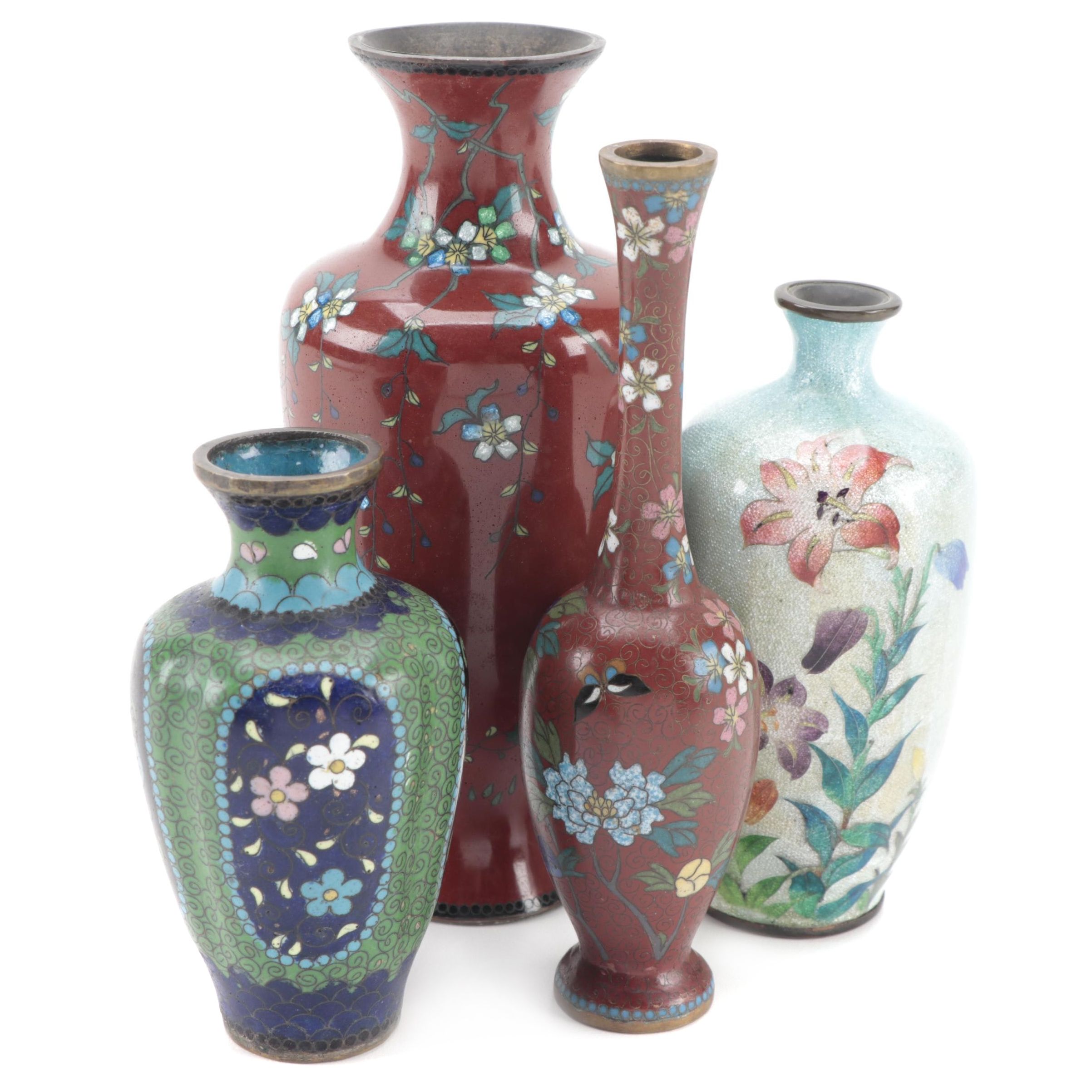 Chinese and Japanese Cloisonné Enamel Bud Vases