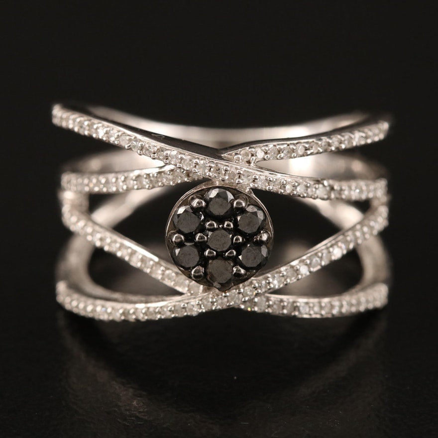 Sterling Diamond Crossover Tapered Band