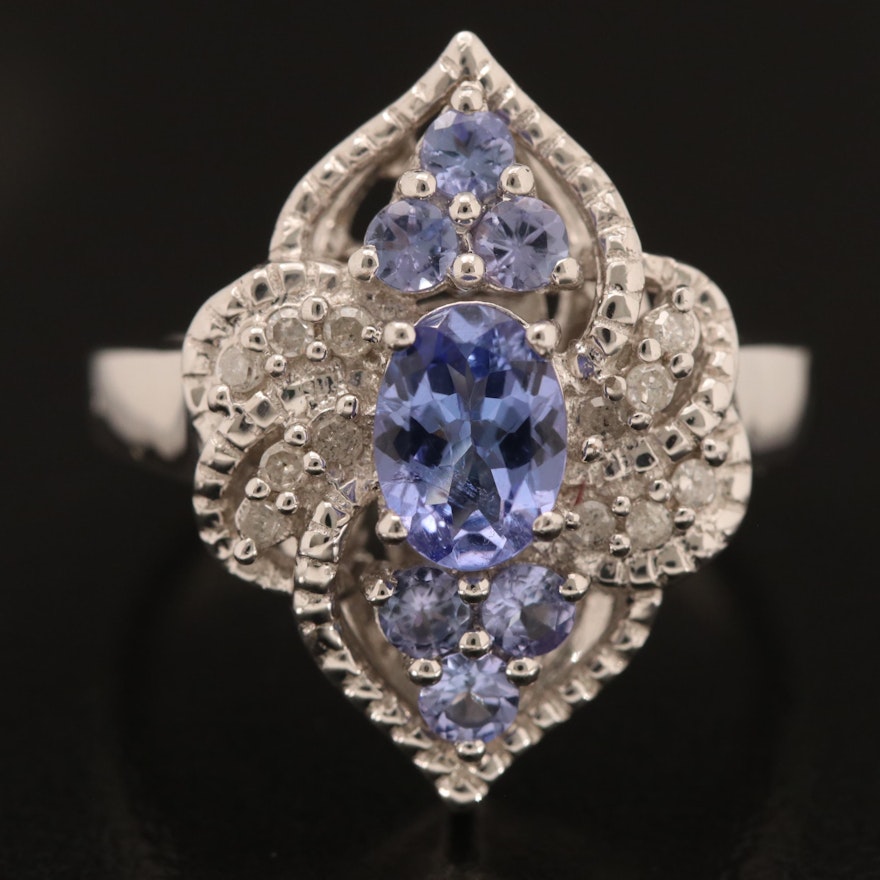 Sterling Tanzanite and Diamond Ring