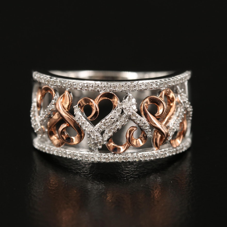 Hallmark Sterling Diamond Openwork Heart Ring