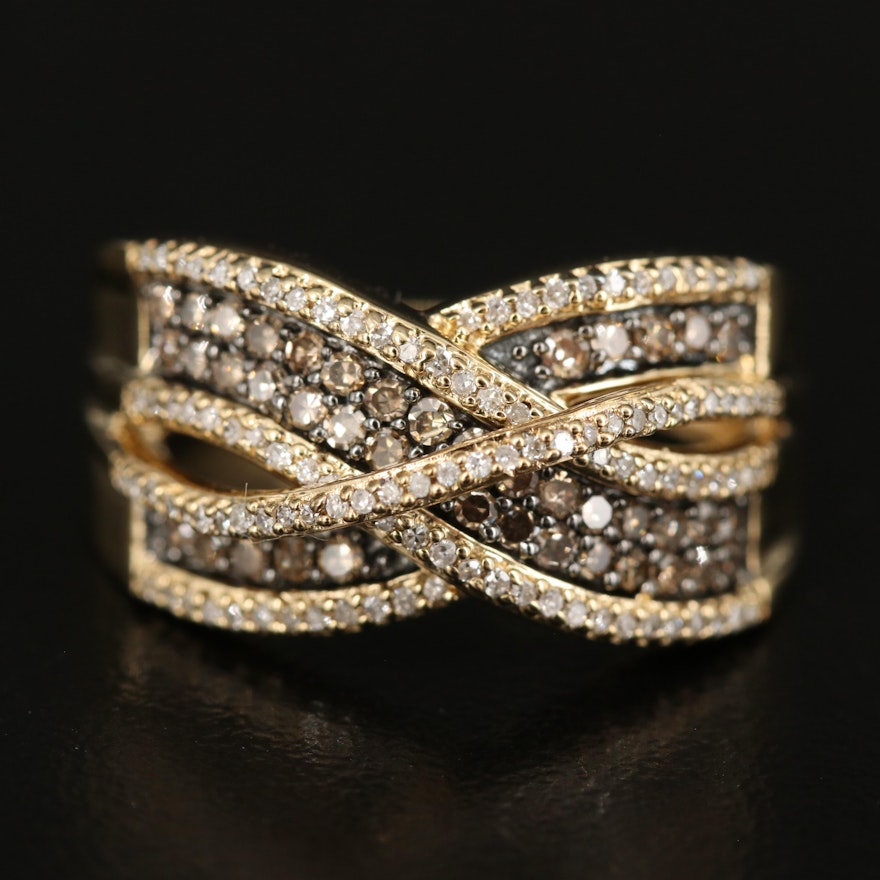 Sterling Diamond Crossover Ring