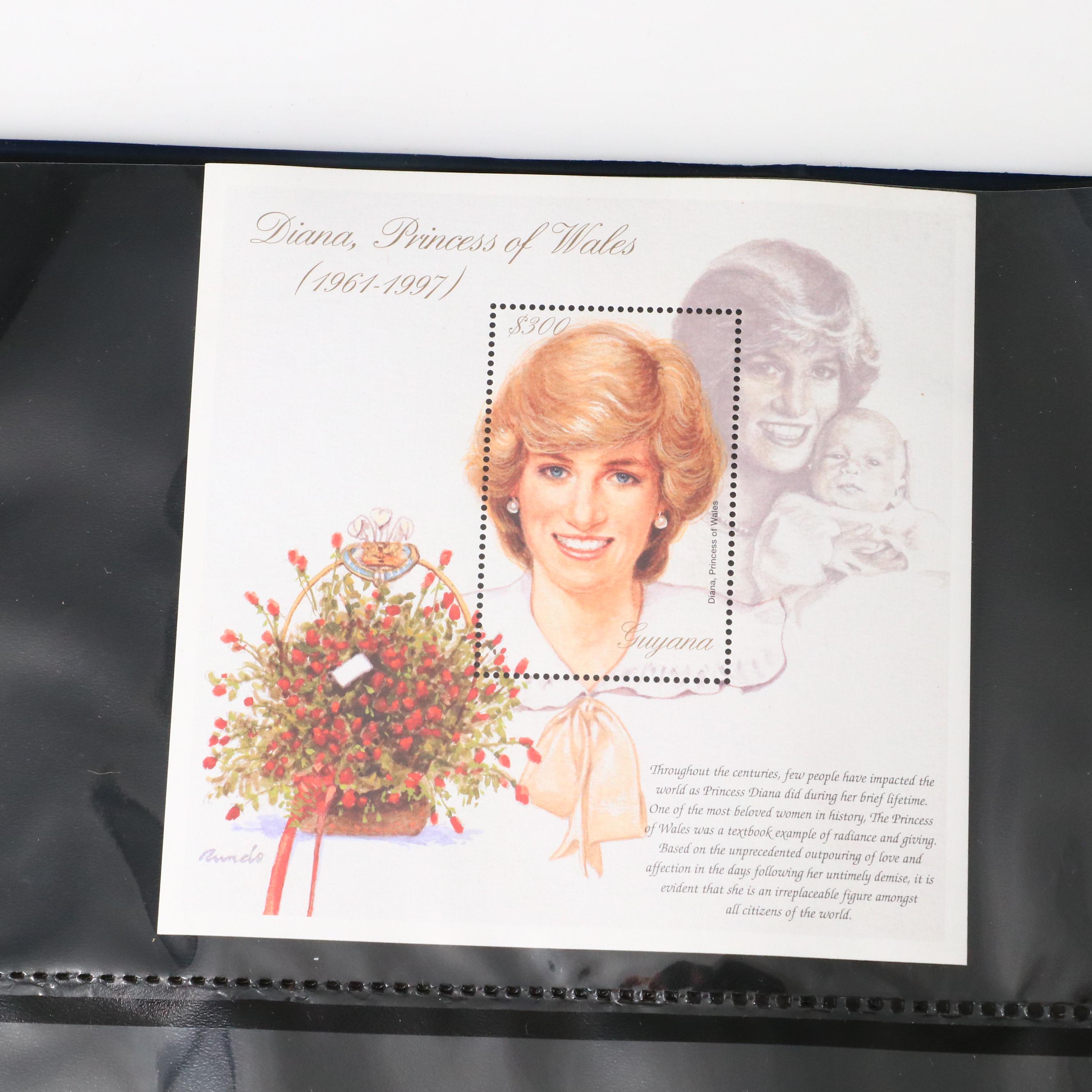 Princess Diana Plate Block Stamps and Postal Covers with U.S. Postal Covers