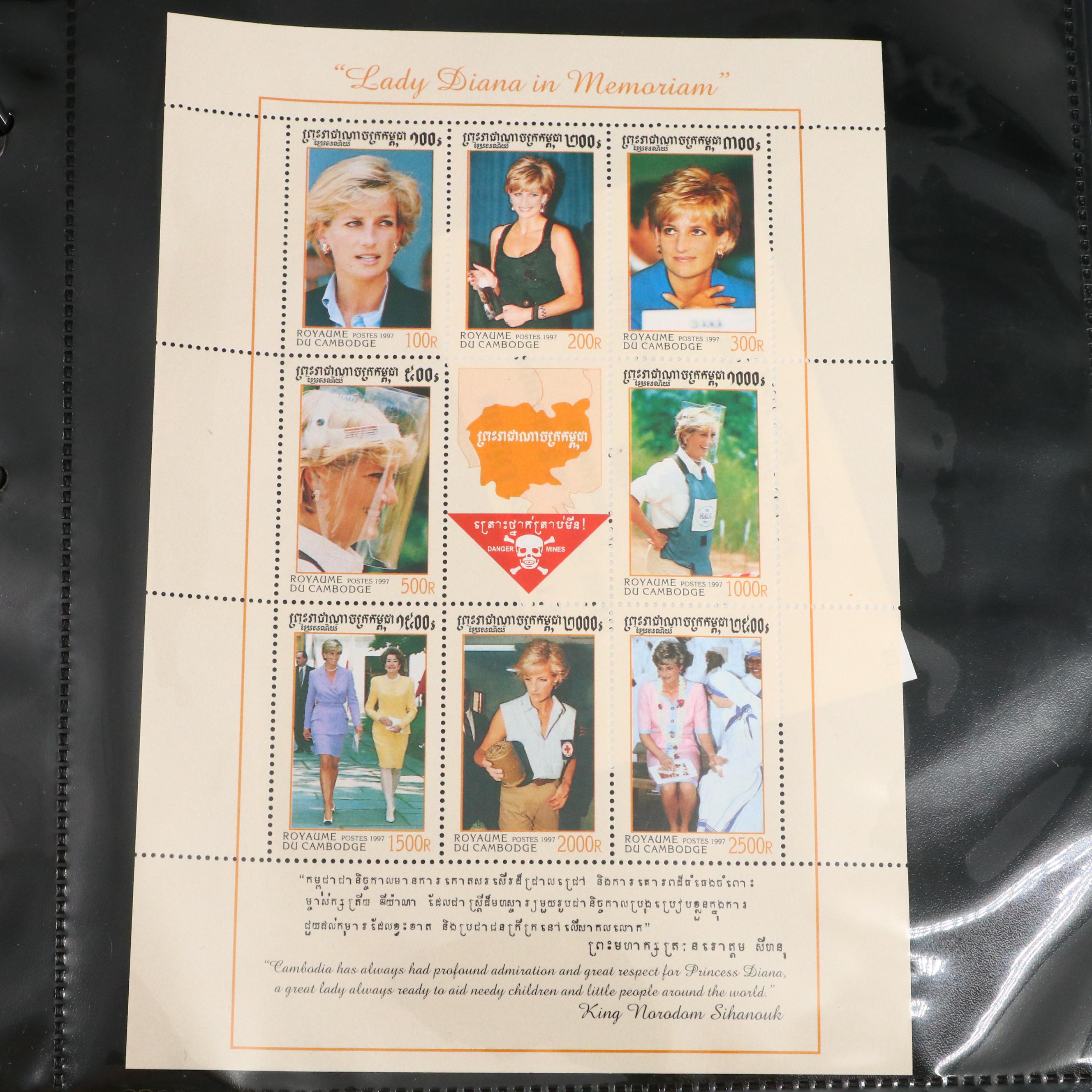 Princess Diana Plate Block Stamps and Postal Covers with U.S. Postal Covers