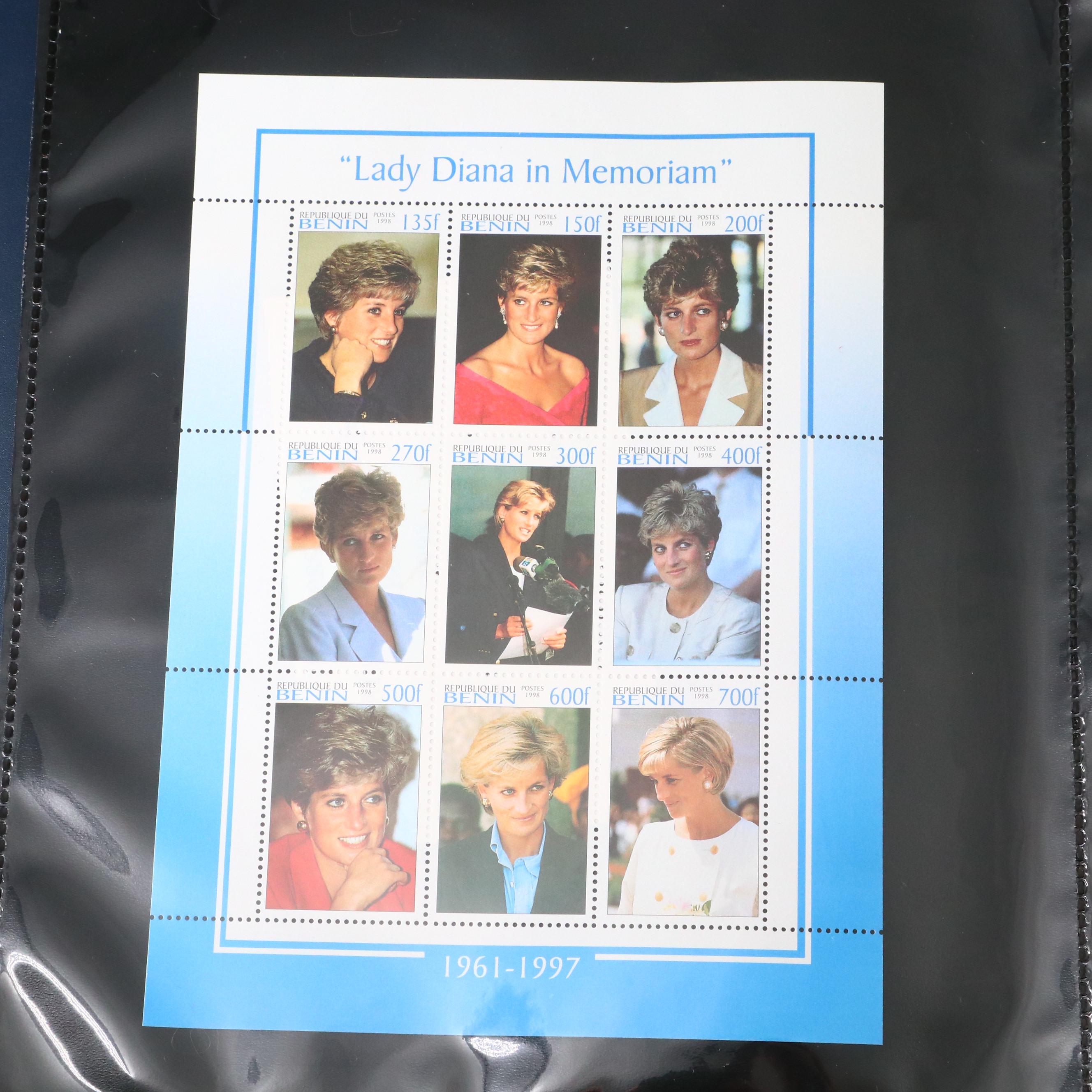 Princess Diana Plate Block Stamps and Postal Covers with U.S. Postal Covers