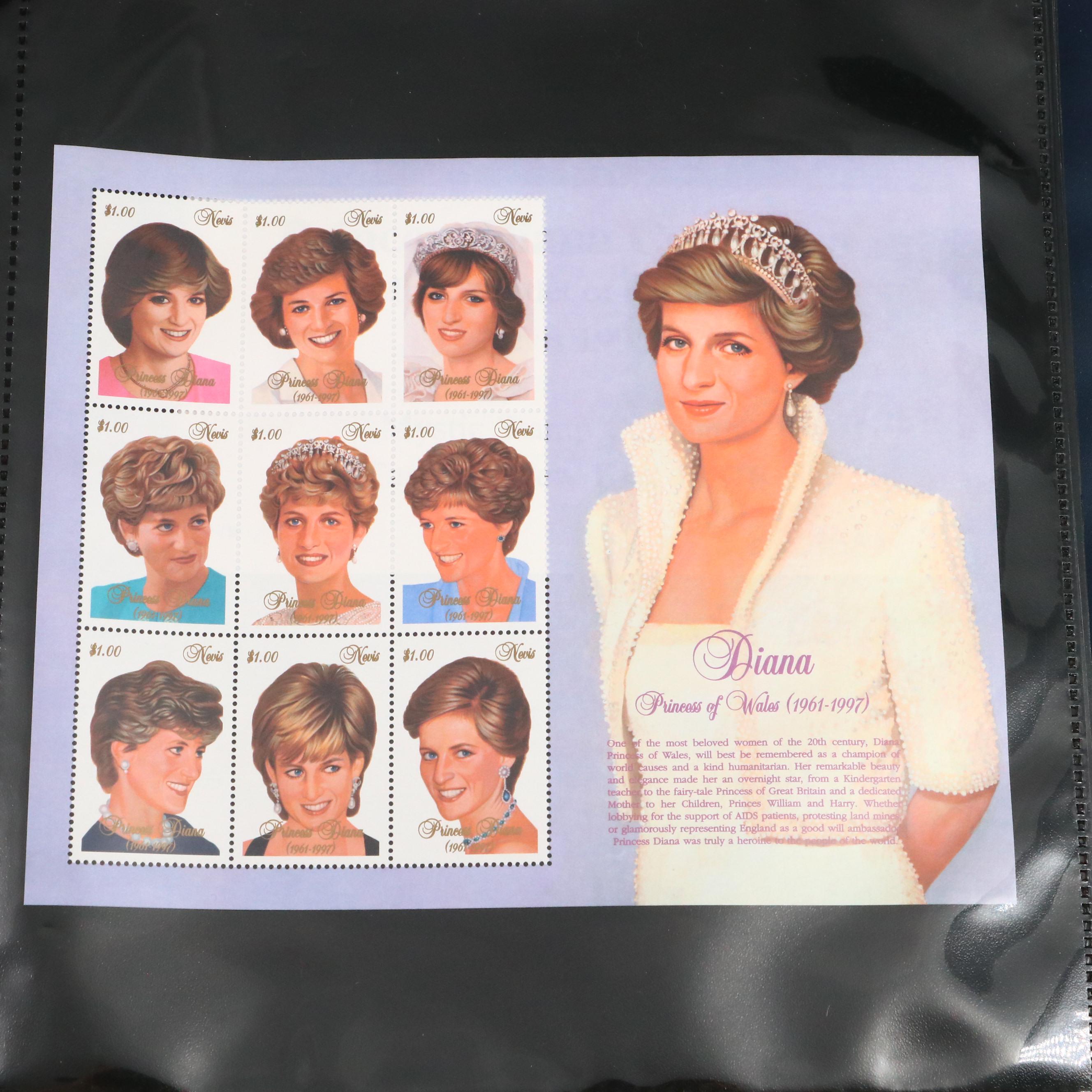 Princess Diana Plate Block Stamps and Postal Covers with U.S. Postal Covers